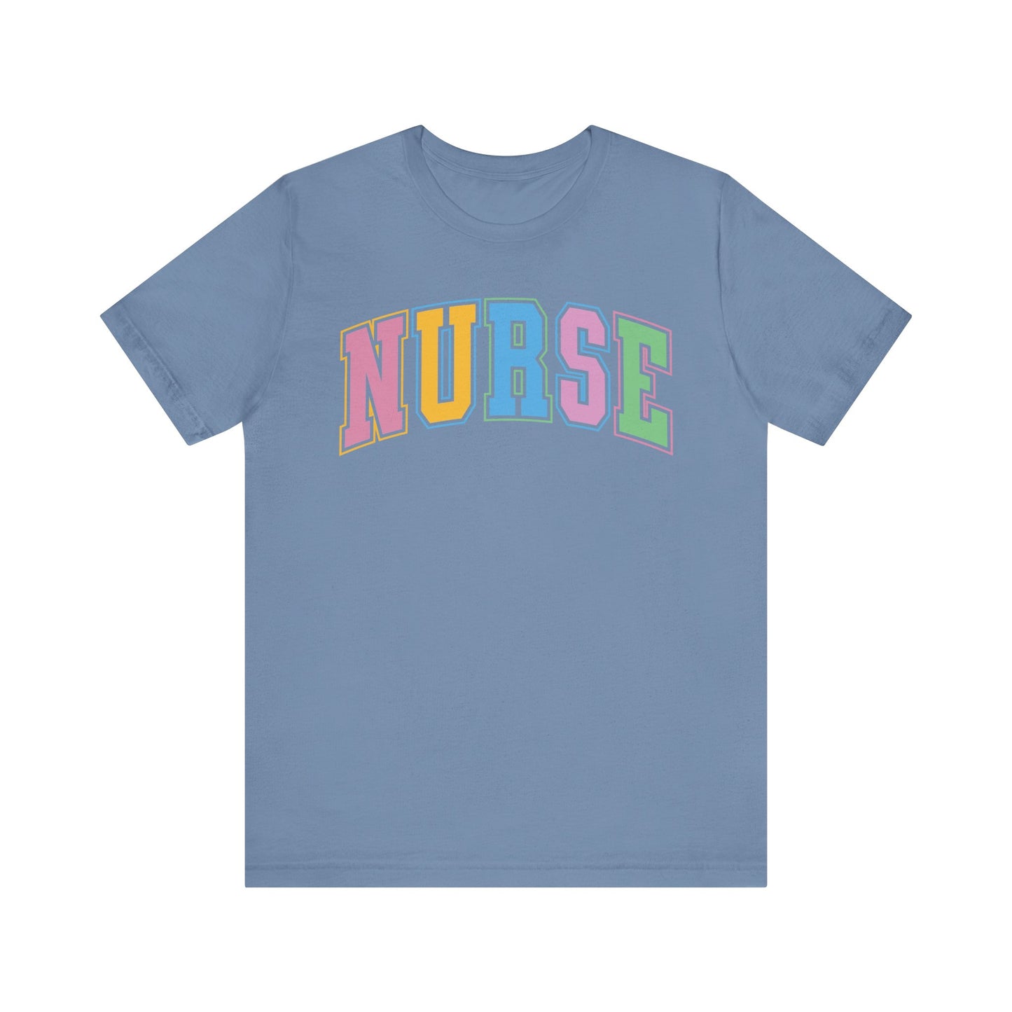 Multi Color Nurse Varsity Letter Tshirt, NICau, PICU, emergency department, labor and delivery