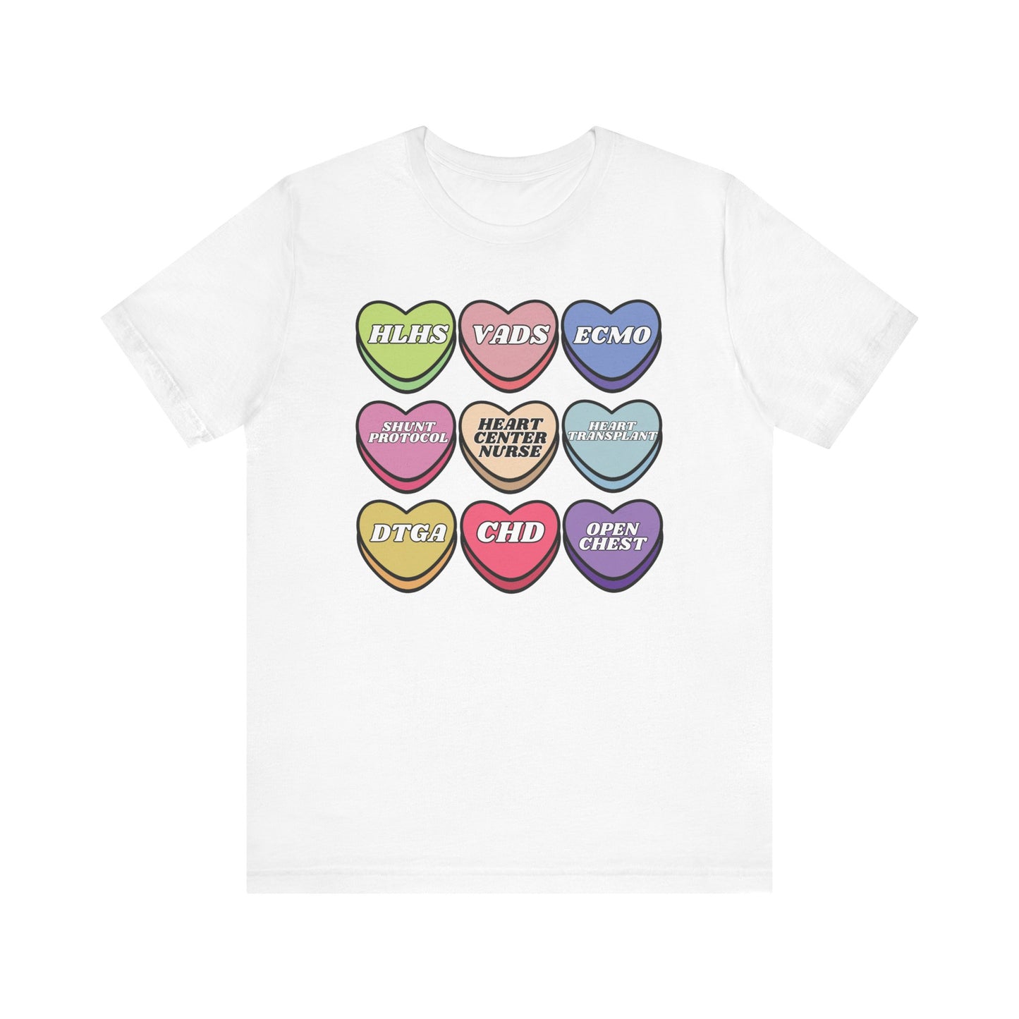 Heart Center Nurse Valentine’s Day comfy Bella Canvas T shirt , Cute Candy Heart Sayings, match your coworkers this Valentine’s Day