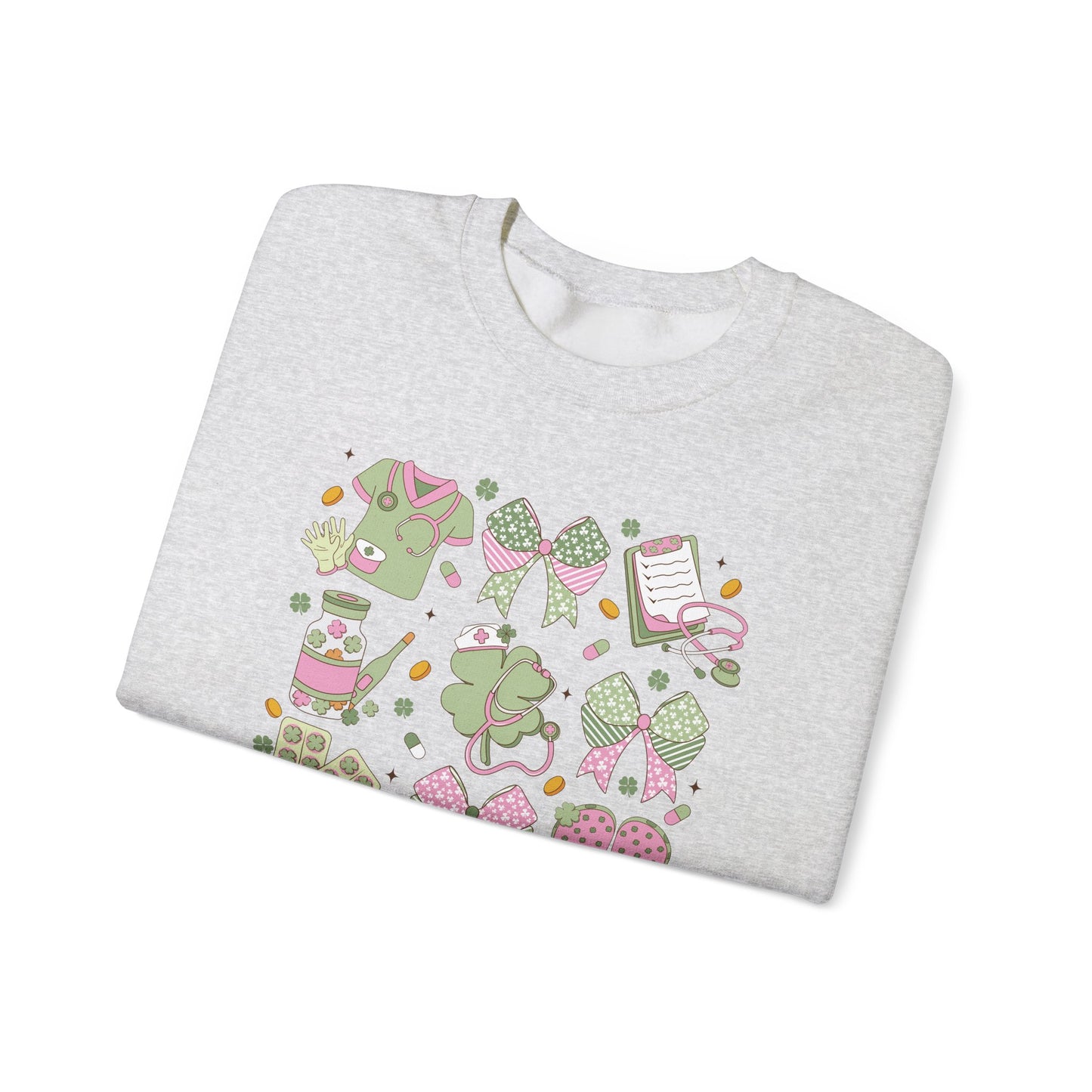 Adorable Nurse St. Patricks Day Sweatshirt,  RN sweatershirt, ER Nurse, NICU Nurse, PICU nurse, clover, lucky nurse sweatshirt.