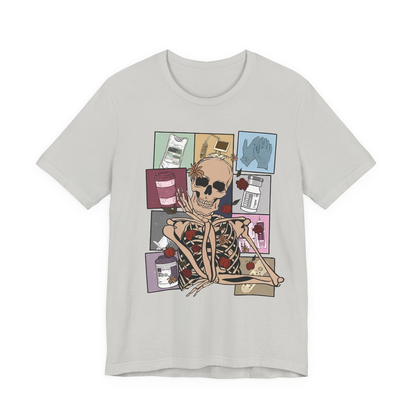 Funny skeleton nurse tshirt, Halloween sweatshirt, spooky season, ER RN, NICU nurse,  Halloween Nurse,, floral Halloween ghost,