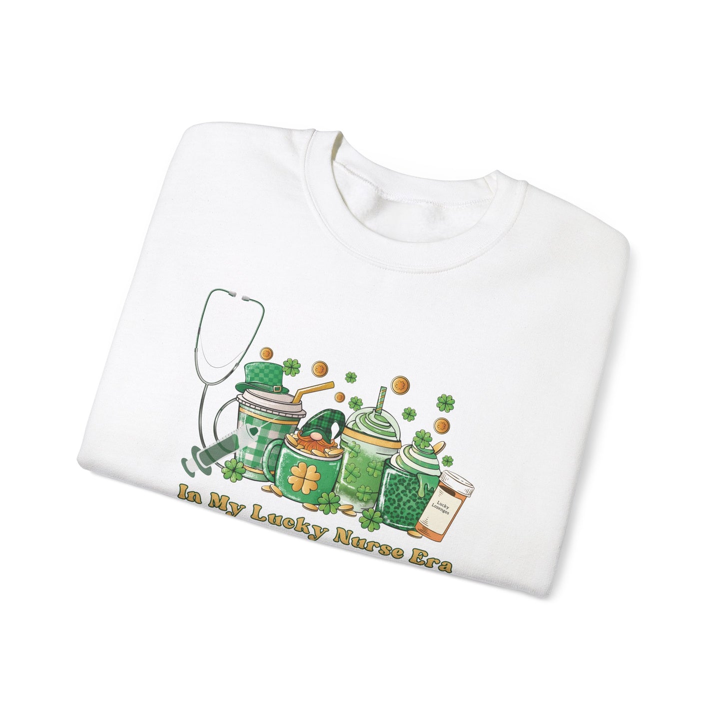 Nurse St. Patricks Sweatshirt , In my lucky Nurse Era, coffee, stethoscope, shots sweatshirt.