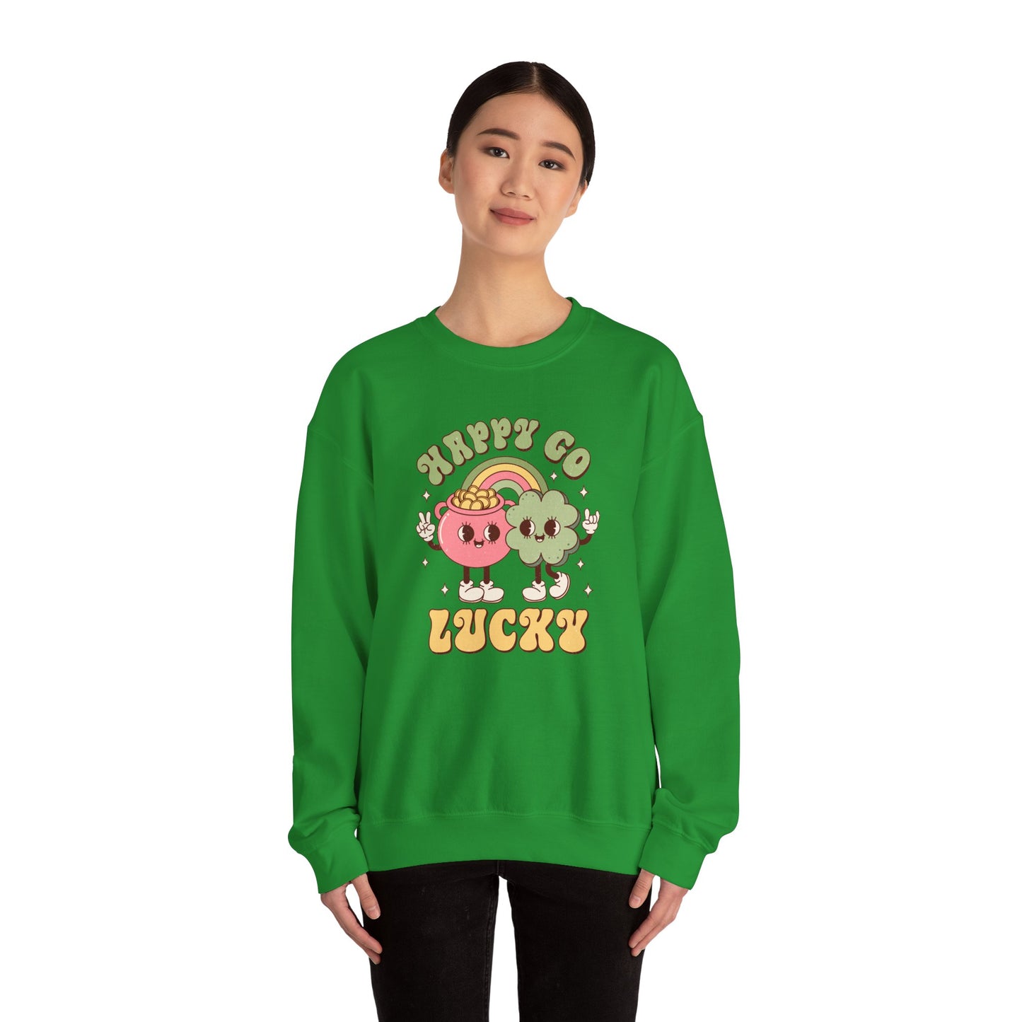 Happy Go Lucky St. Patricks Day sweatshirt, St. Pattys Nurse sweatshirt, ED RN, NICU, Teacher, Nurse Sweatshirt, Retro St. Pattys