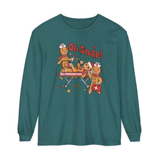 Christmas Nurse Long Sleeve, Funny Oh Snap Gingerbread Nurse Shirt, comfort colors long sleeve, gift for any nurse this Holiday Season!