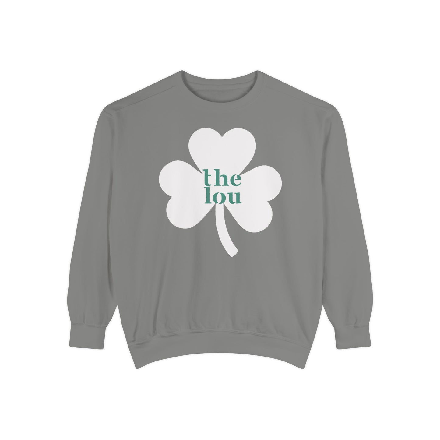 Simple St. Patricks Day sweatshirt, The Lou, St. Louis, customize your city, Color Comfort cute three leaf clover woman unisex sweatshirt.