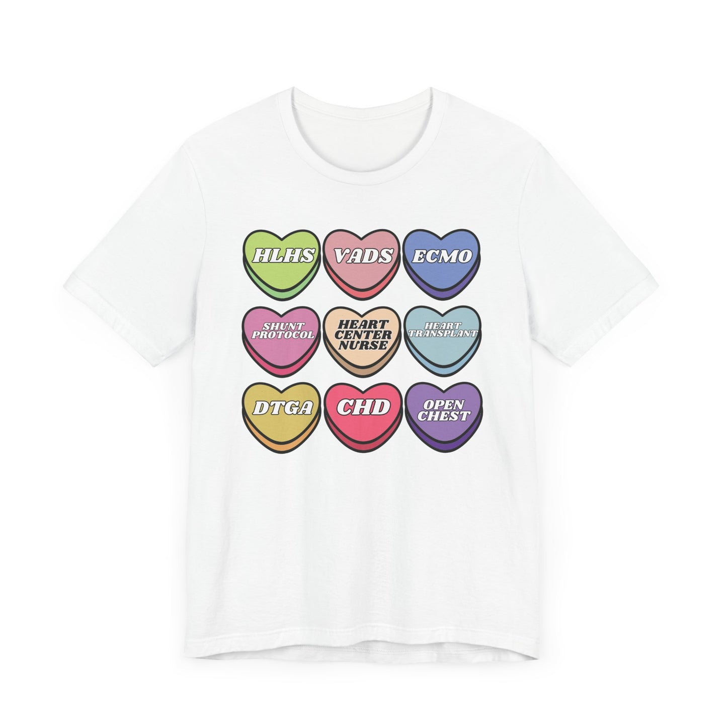 Heart Center Nurse Valentine’s Day comfy Bella Canvas T shirt , Cute Candy Heart Sayings, match your coworkers this Valentine’s Day