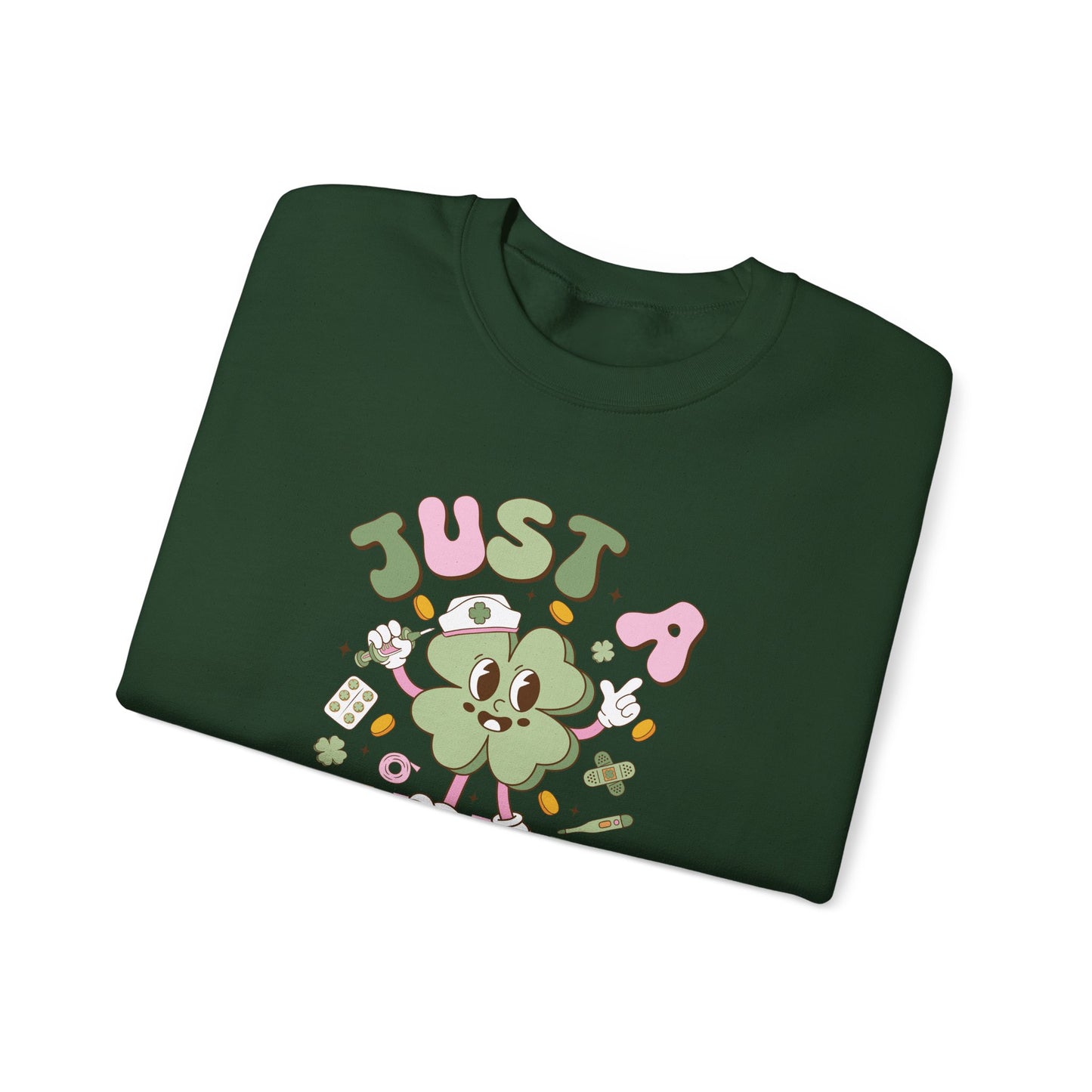 Just a little pinch Adorable Nurse St. Patricks Day Sweatshirt,  RN sweatershirt, ER Nurse, NICU Nurse, PICU nurse, clover, lucky nurse sweatshirt.