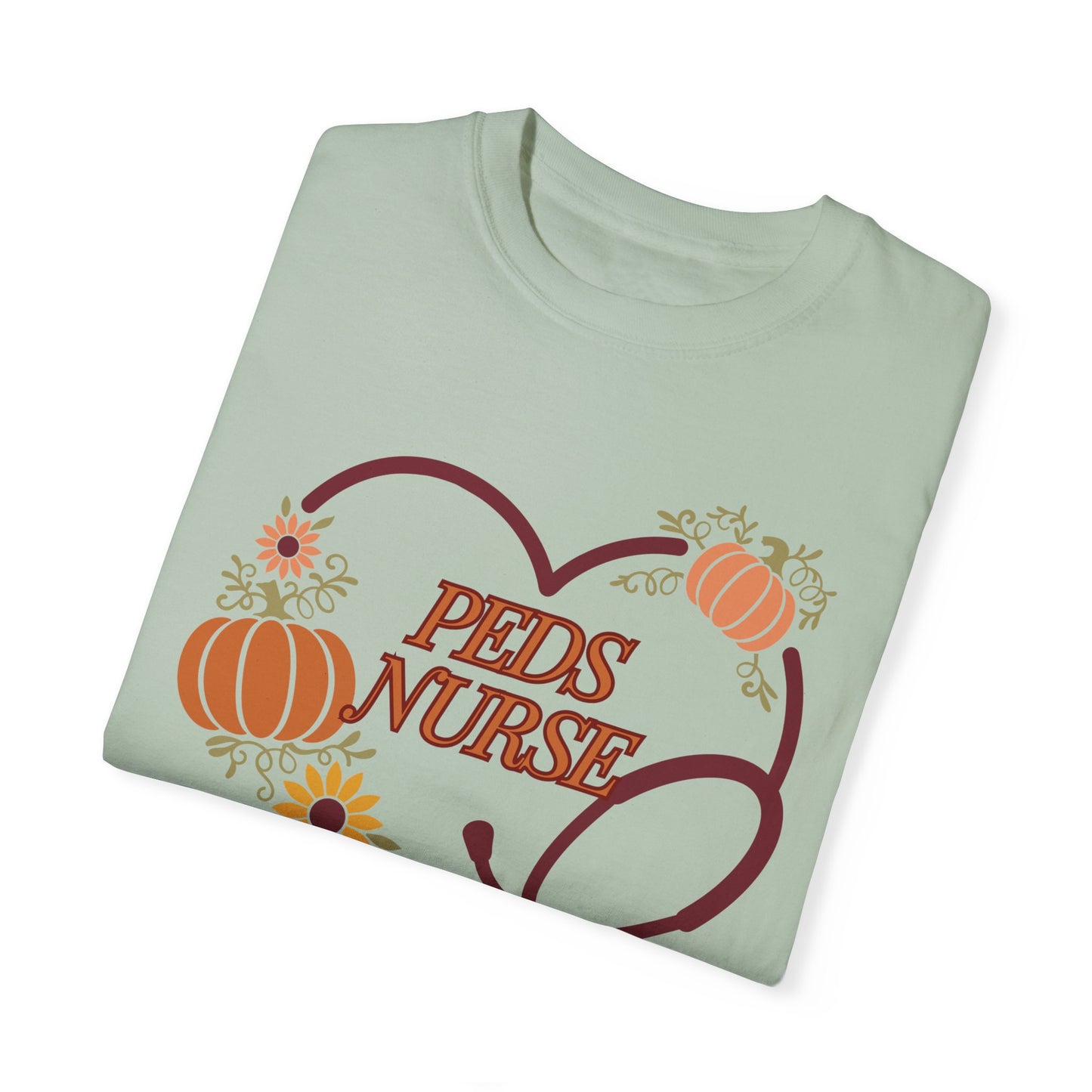 Fall PedsNurse Stethoscope heart, fall shirt, gift for nurse,cute holiday shirt, comfort colors