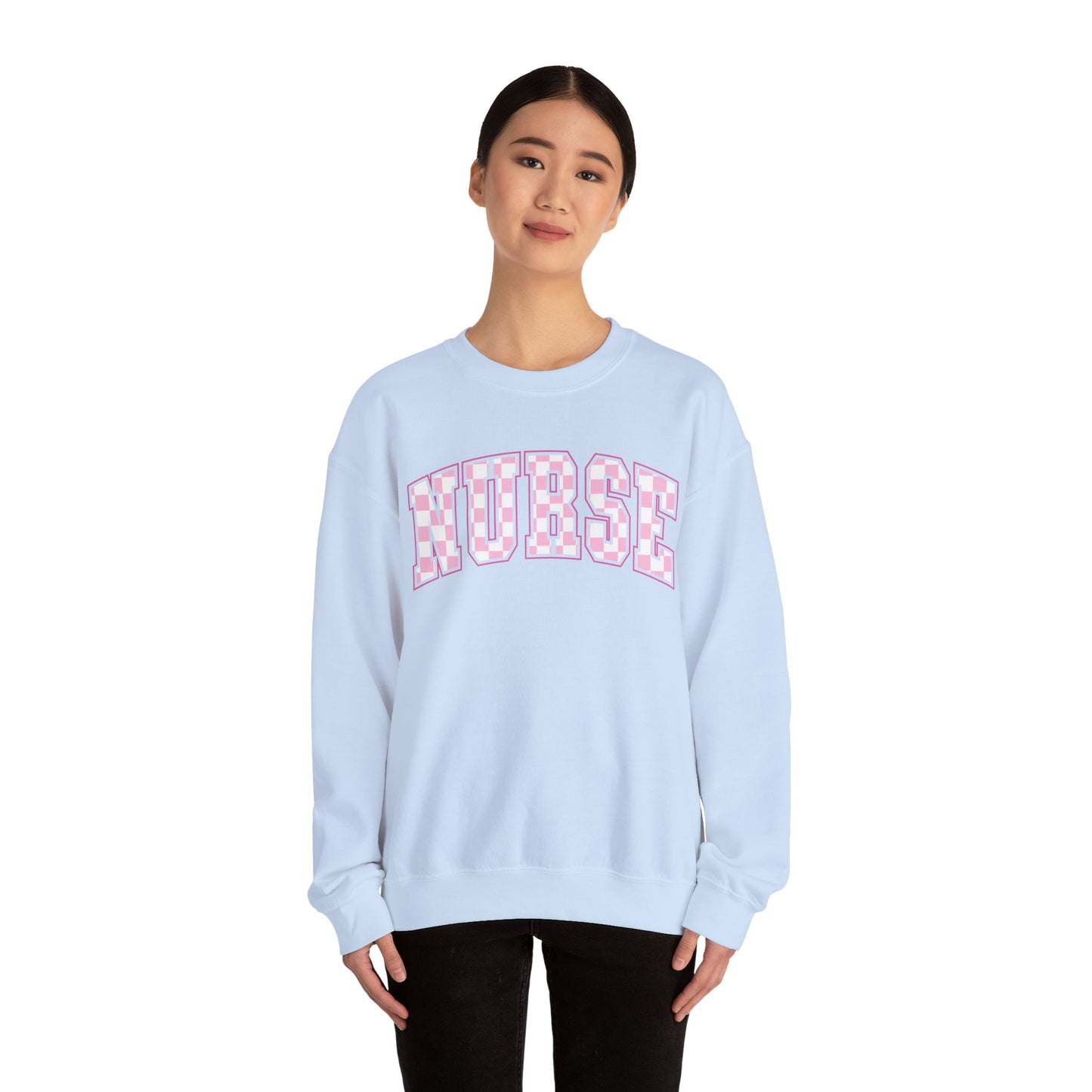 Retro Checkered Pink Nurse Gildan Sweatshirt