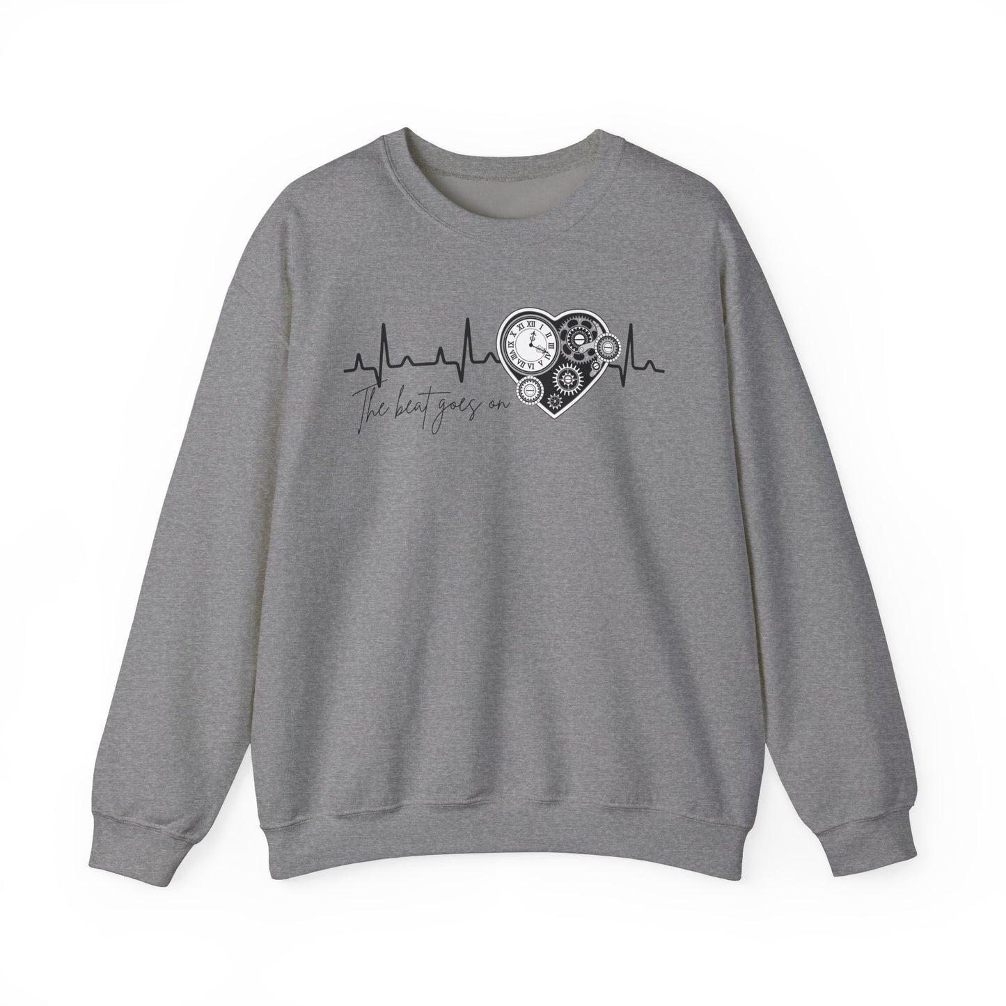 The beat goes on cardiology sweatshirt, cute and cozy mechanical heart gildan sweatshirt