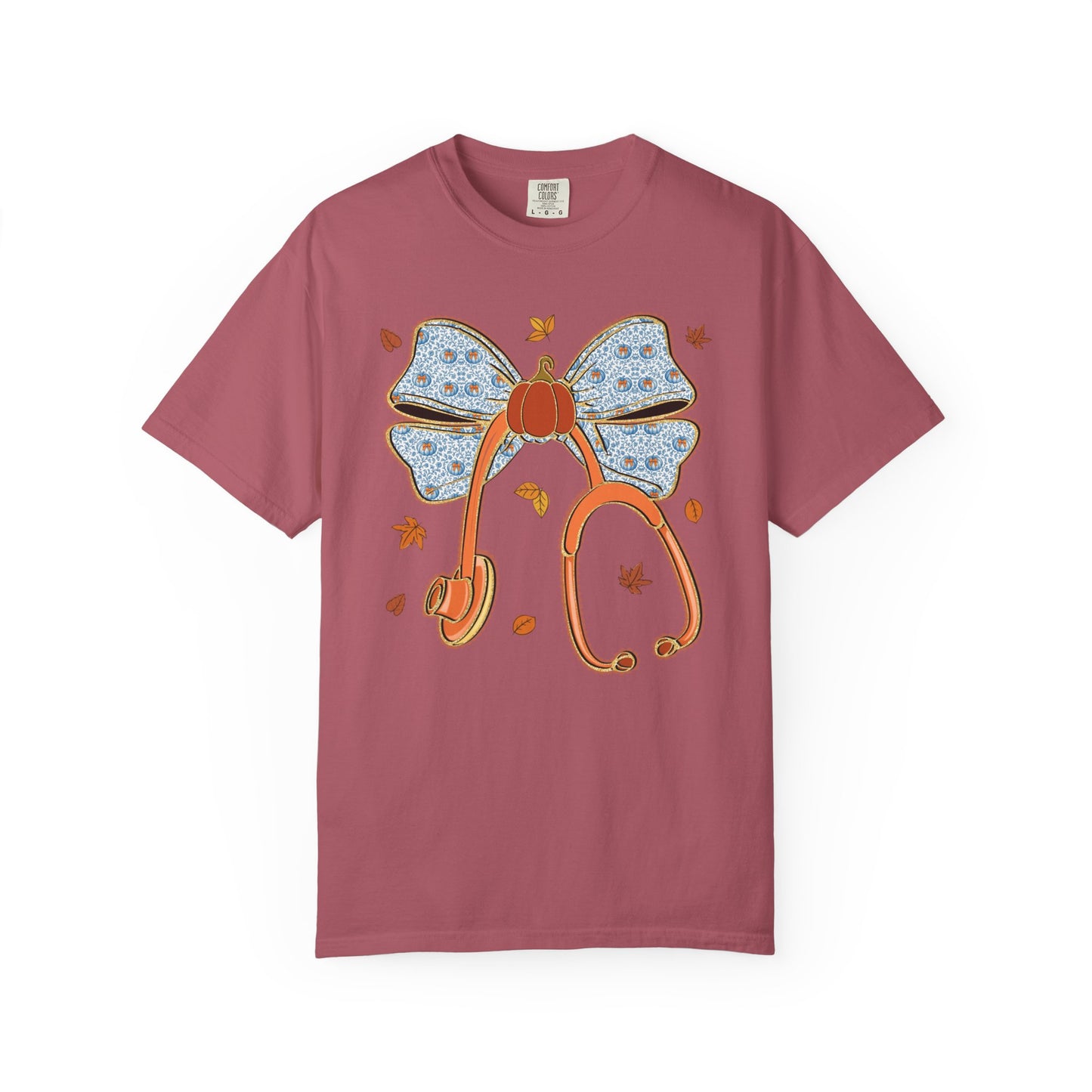 Stethoscope Bow PedsNurse Stethoscope heart, fall shirt, gift for nurse,cute holiday shirt, comfort colors, thanksgiving shirt