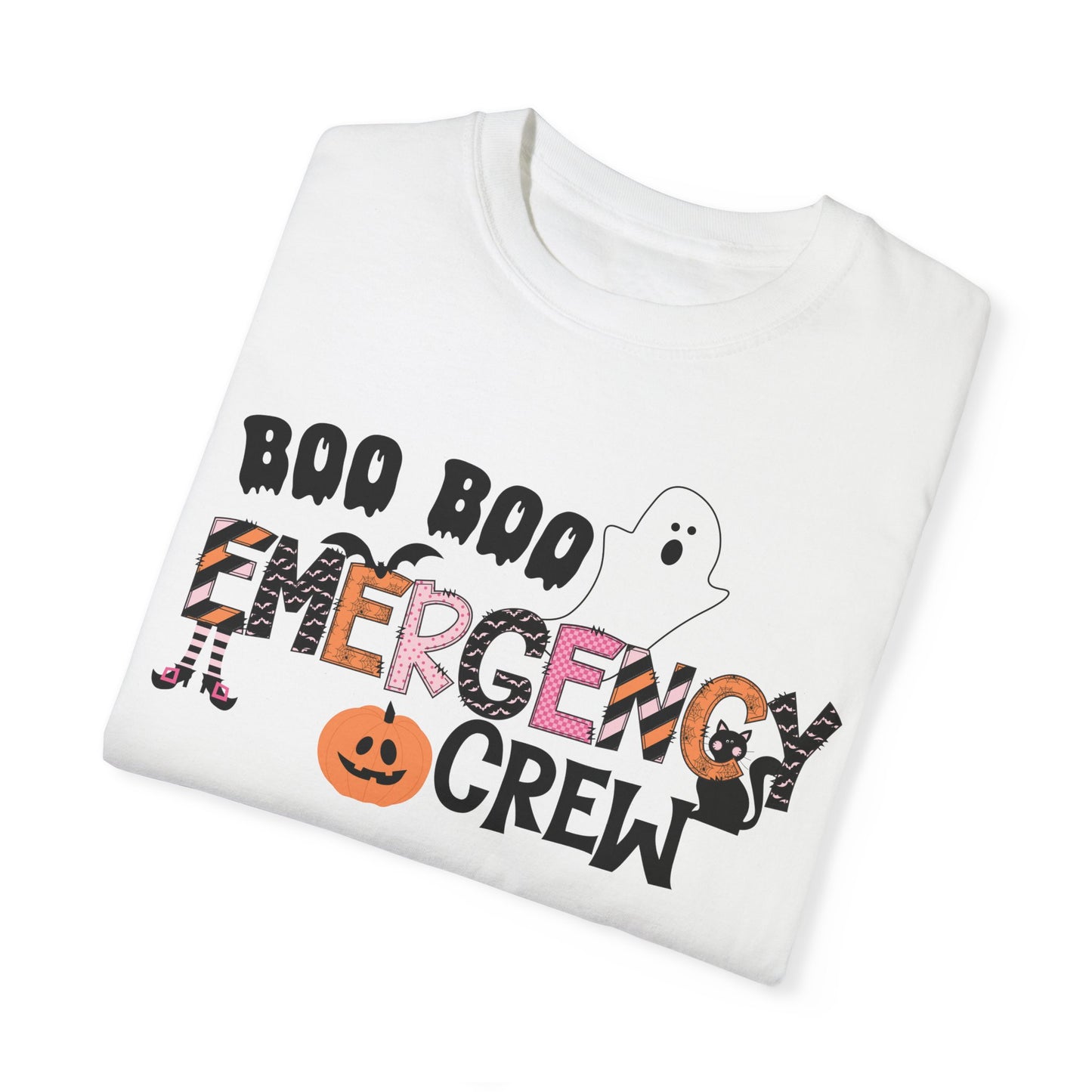 Boo boo crew nurse shirt, emergency nurse, RN Halloween shirt , comfort colors pink and orange ghost shirt, boo,  ER RN, medical shirt