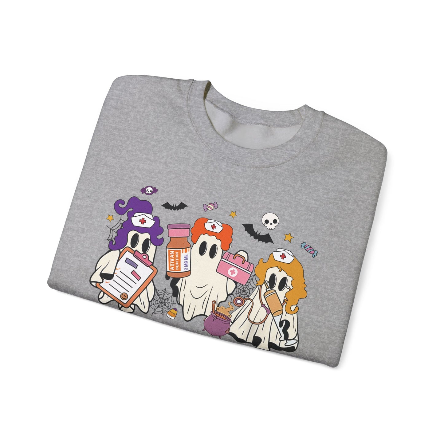 Funny Ghost pediatric nurse sweatshirt, Halloween sweatshirt, spooky season, ER RN, NICU nurse,  Halloween Nurse,, floral Halloween ghost,