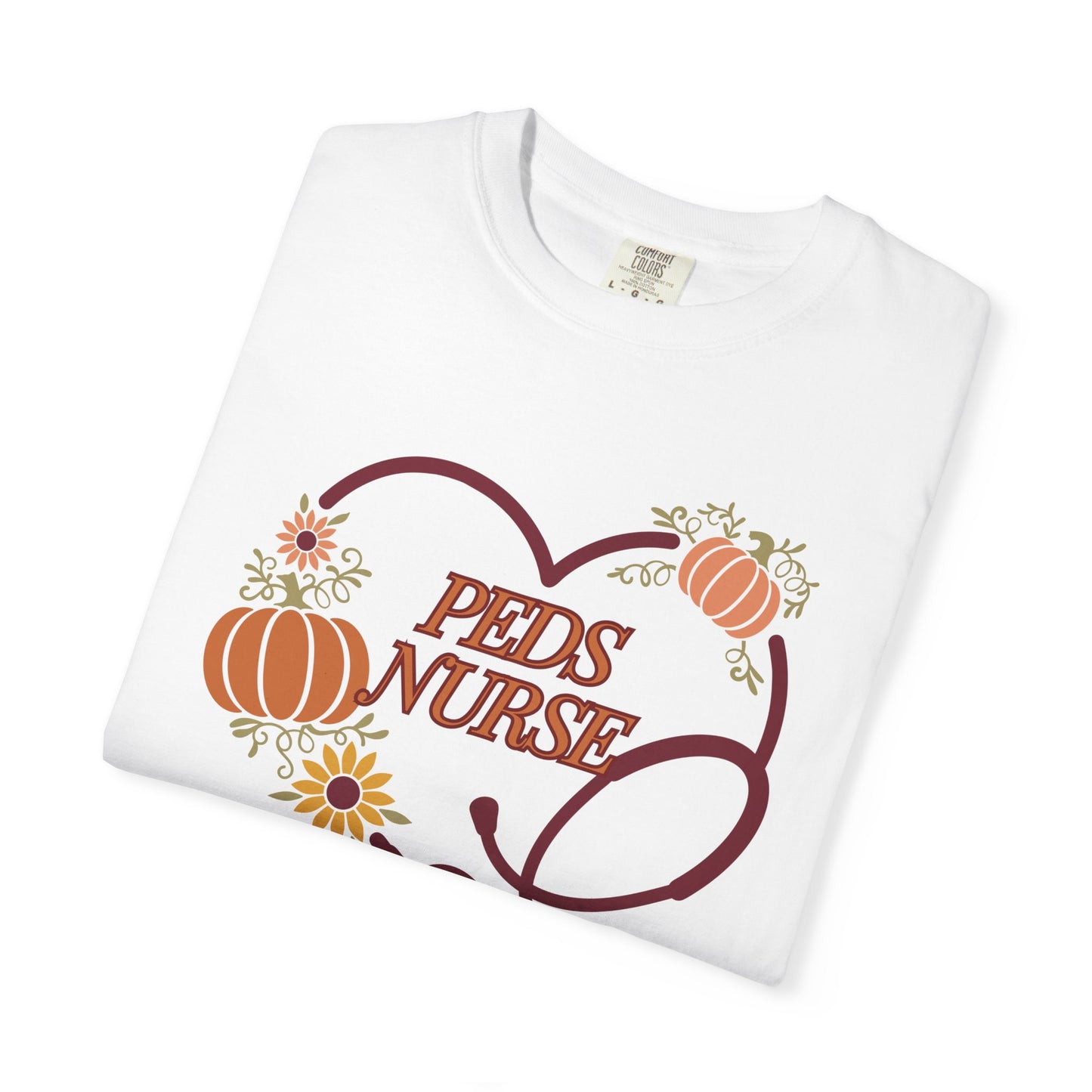 Fall PedsNurse Stethoscope heart, fall shirt, gift for nurse,cute holiday shirt, comfort colors, thanksgiving shirt