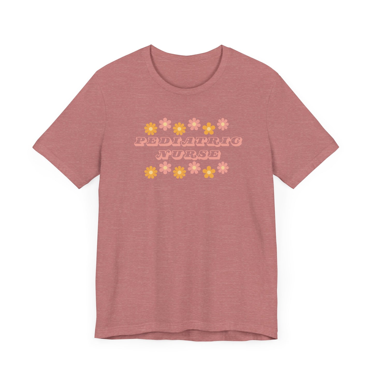Retro flower power pediatric nurse Bella canvas tshirt, cute spring summer nurse shirt