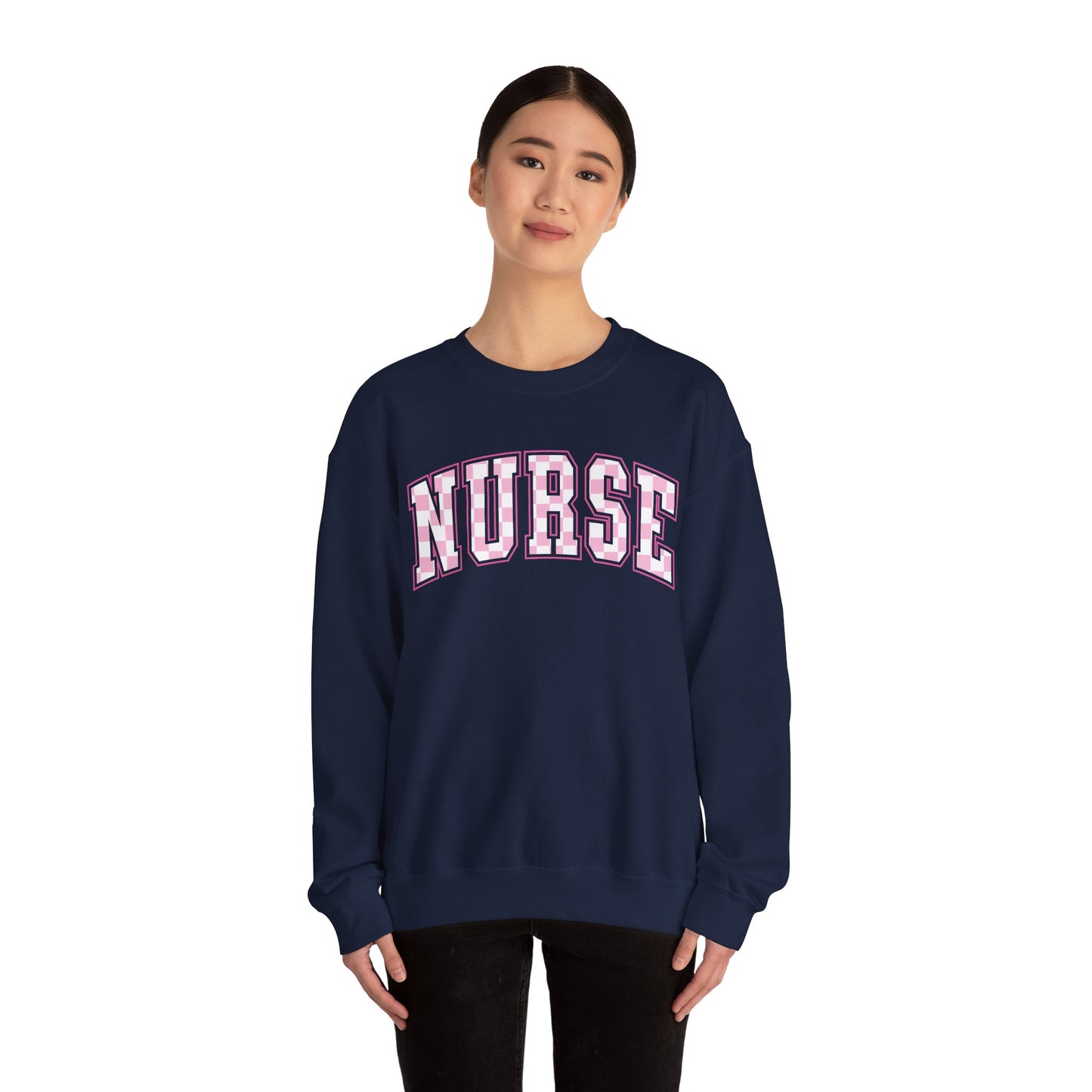 Retro Checkered Pink Nurse Gildan Sweatshirt
