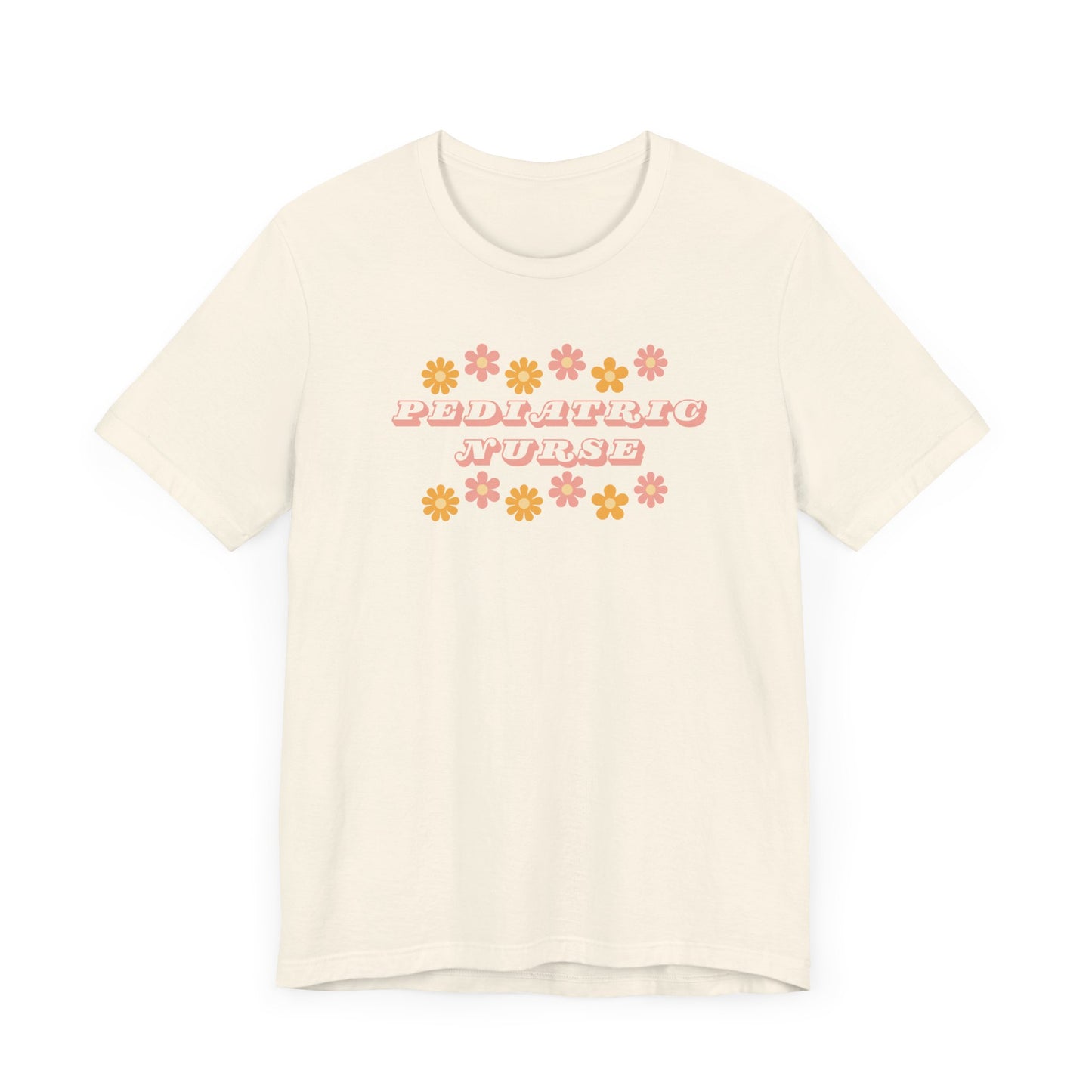 Retro flower power pediatric nurse Bella canvas tshirt, cute spring summer nurse shirt
