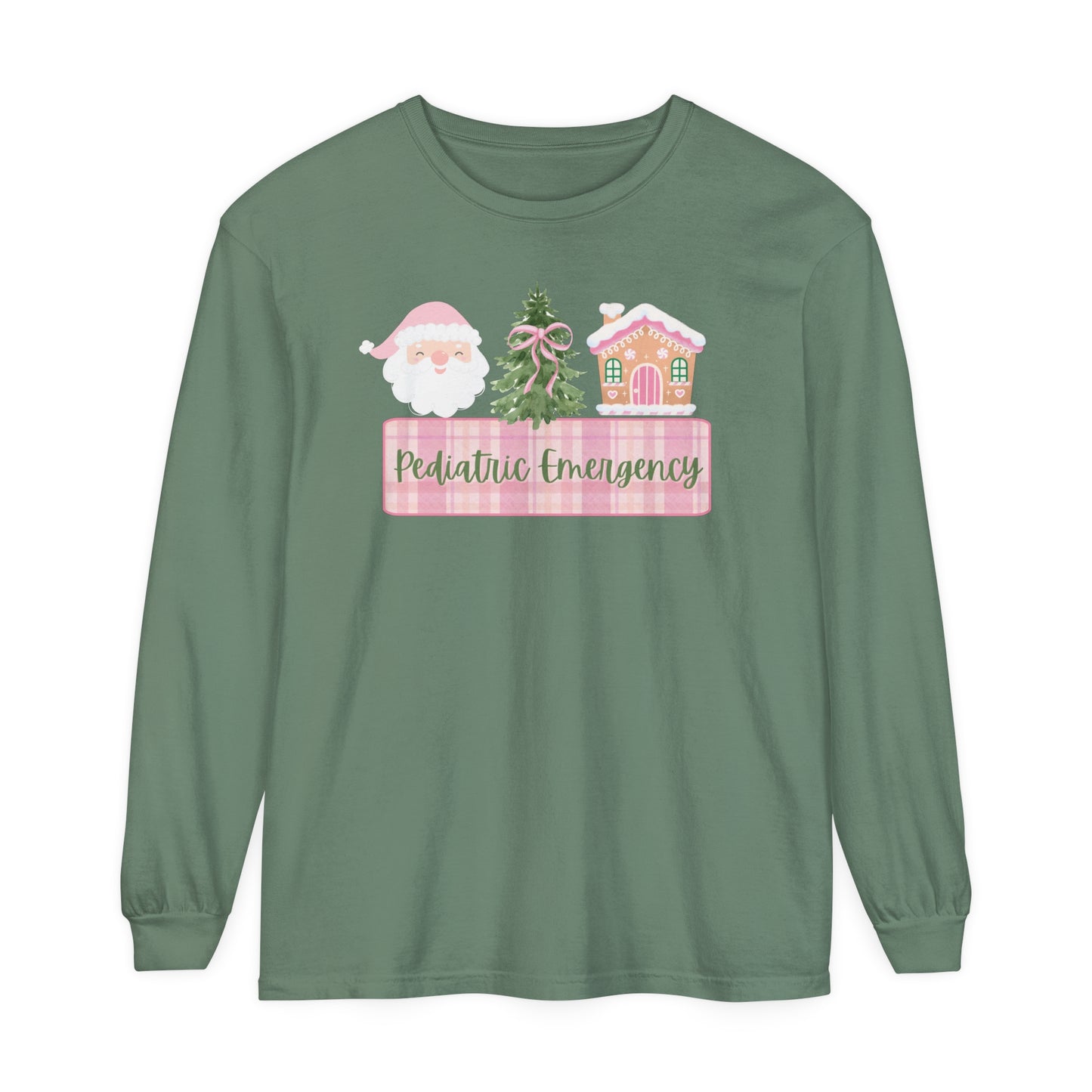 Pediatric Emergency Nurse Christmas Shirt, Comfort Colors Long Sleeve, Pink Christmas Pediatric Nurse, gift for any Peds nurse!