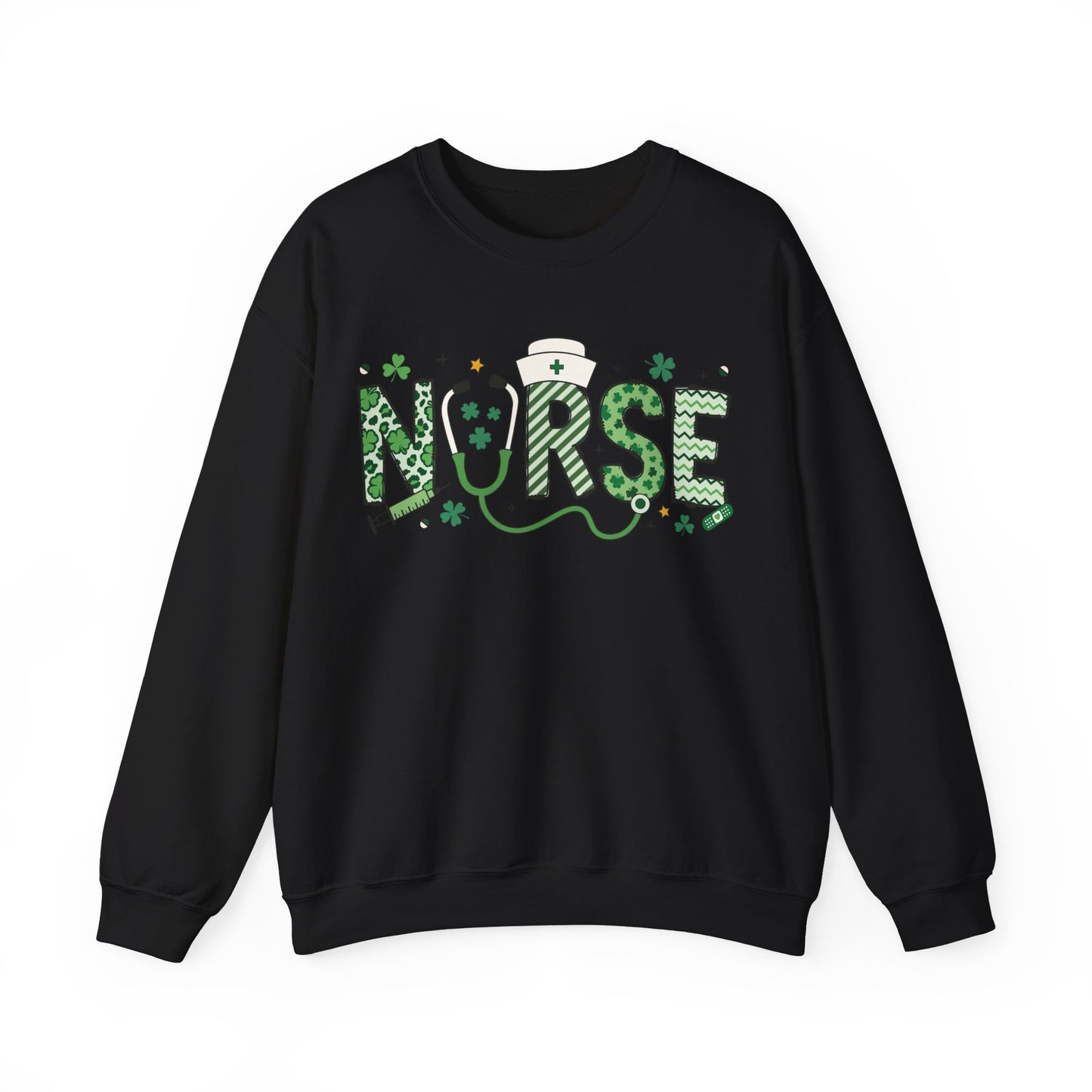 Festive Nurse St. Patricks Day Sweatshirt,  RN sweatershirt, ER Nurse, NICU Nurse, PICU nurse, clover, lucky nurse sweatshirt.