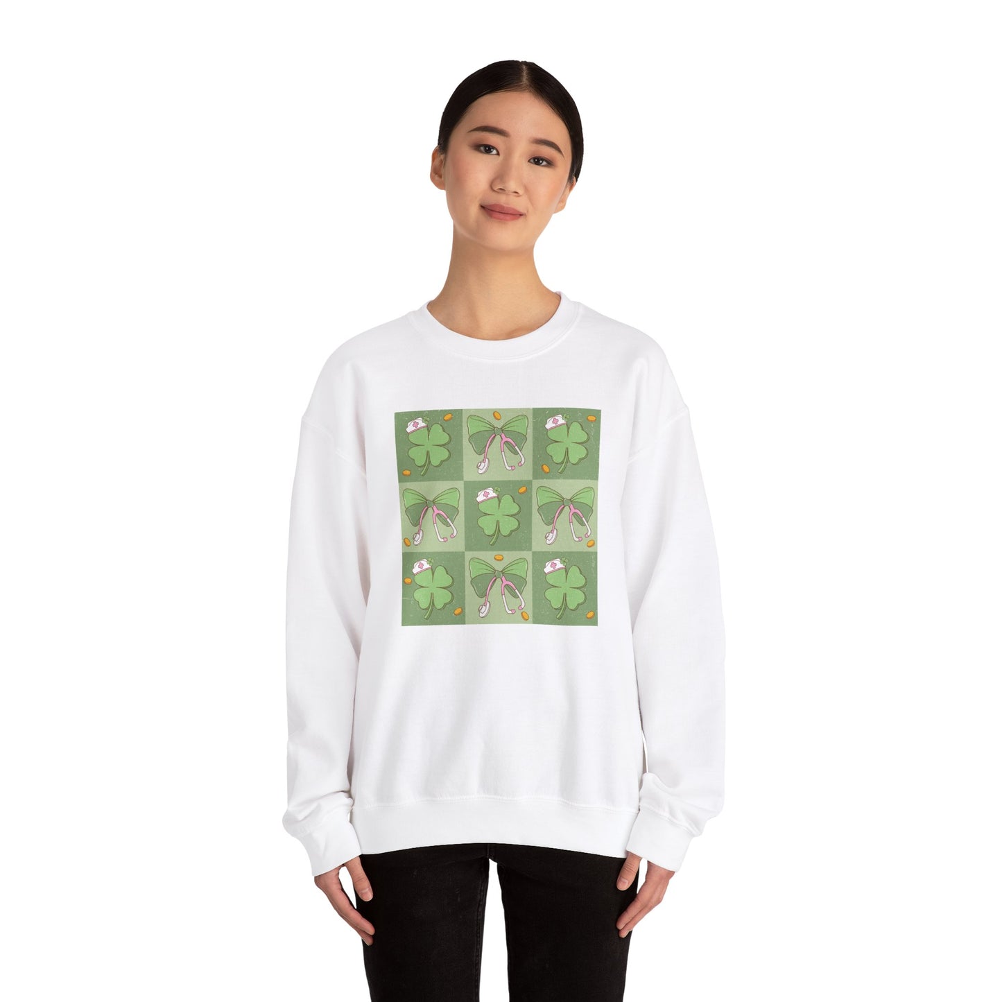 Cute Plaid Nurse St. Patricks Day Sweatshirt,  RN sweatershirt, ER Nurse, NICU Nurse, PICU nurse, clover, lucky nurse sweatshirt.