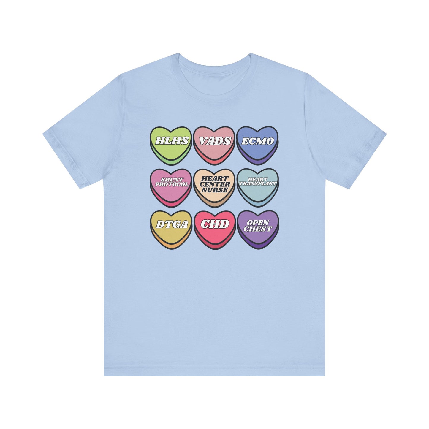 Heart Center Nurse Valentine’s Day comfy Bella Canvas T shirt , Cute Candy Heart Sayings, match your coworkers this Valentine’s Day