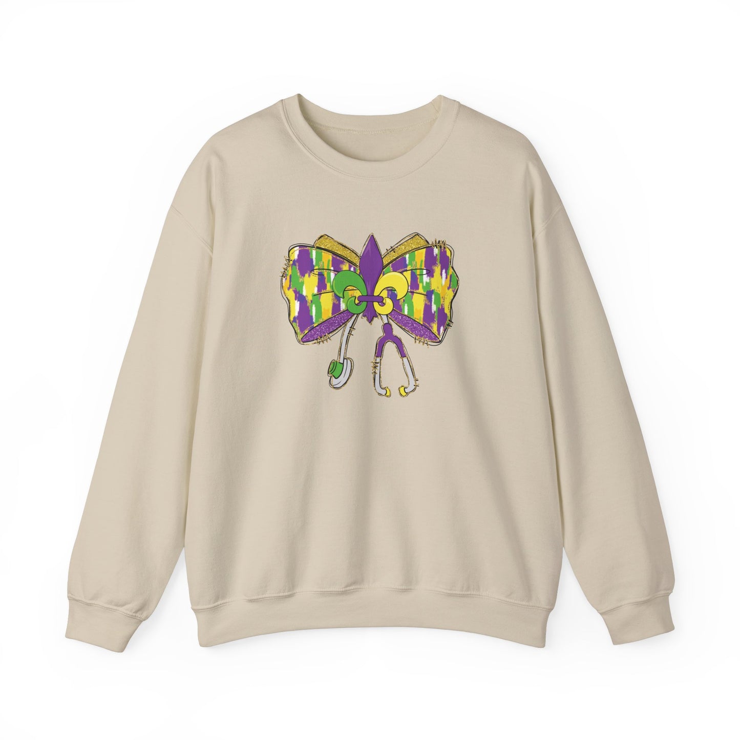 Mardi Gras  colorful bow Nurse Gildan Sweatshirt