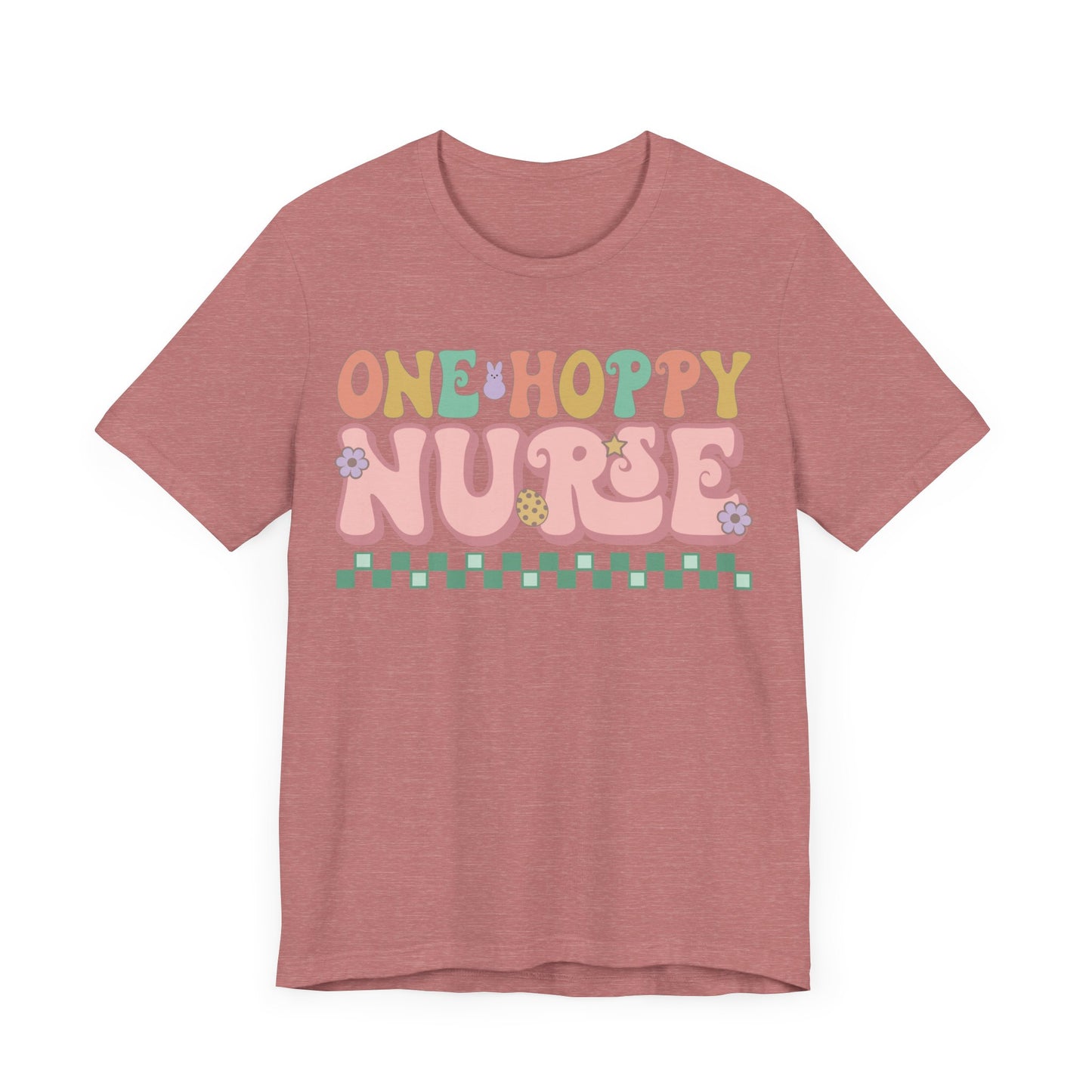 One Hoppy Nurse Easter Women Shirt, Retro Chick, Nurse shirt, teacher shirt, Easter nurse, punny shirt, funny woman shirt.