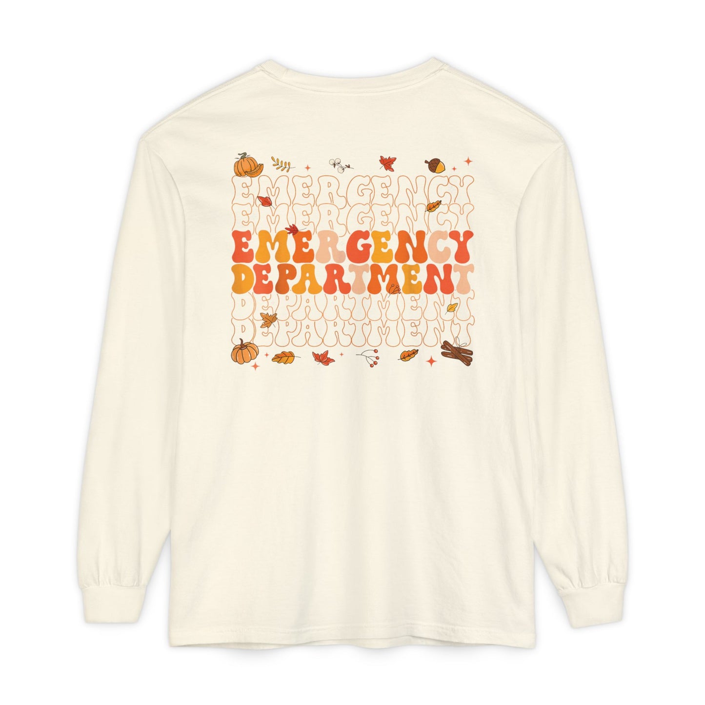 Turkey front ED sign, thanksgiving theme ED Nurse longsleeve , pediatric nurse shirt, comfort colors turkey nurse shirt, Peds nurse,fall nurse shirt