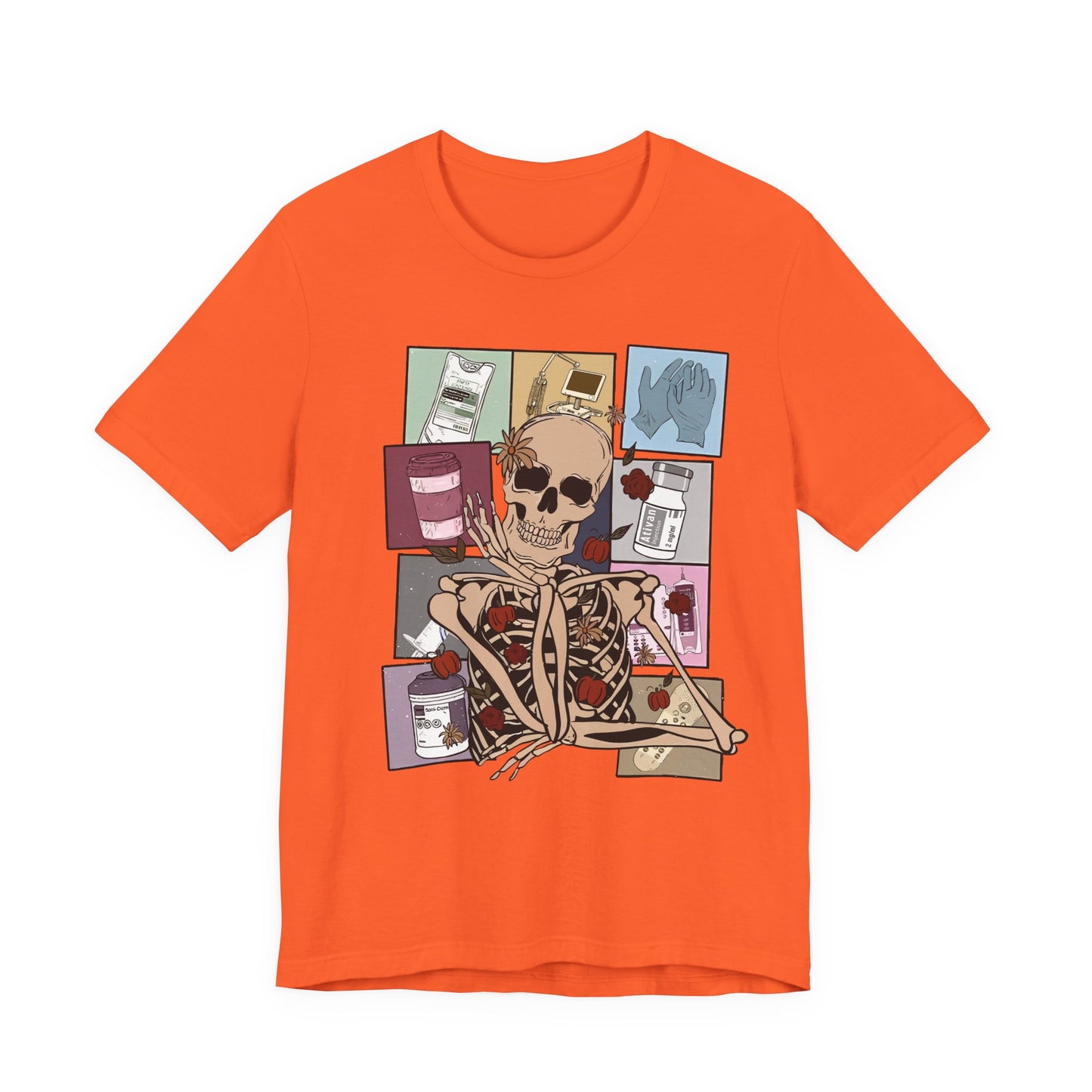 Funny skeleton nurse tshirt, Halloween sweatshirt, spooky season, ER RN, NICU nurse,  Halloween Nurse,, floral Halloween ghost,