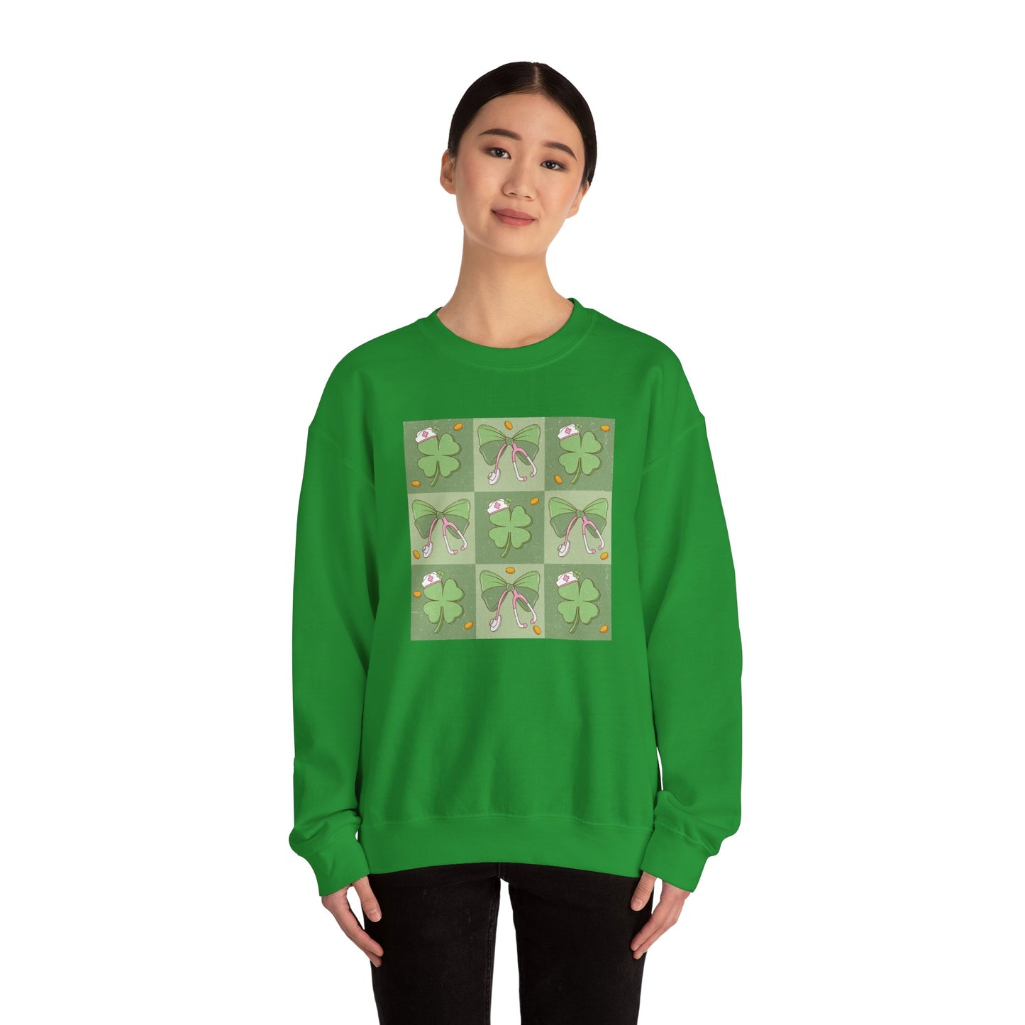 Cute Plaid Nurse St. Patricks Day Sweatshirt,  RN sweatershirt, ER Nurse, NICU Nurse, PICU nurse, clover, lucky nurse sweatshirt.
