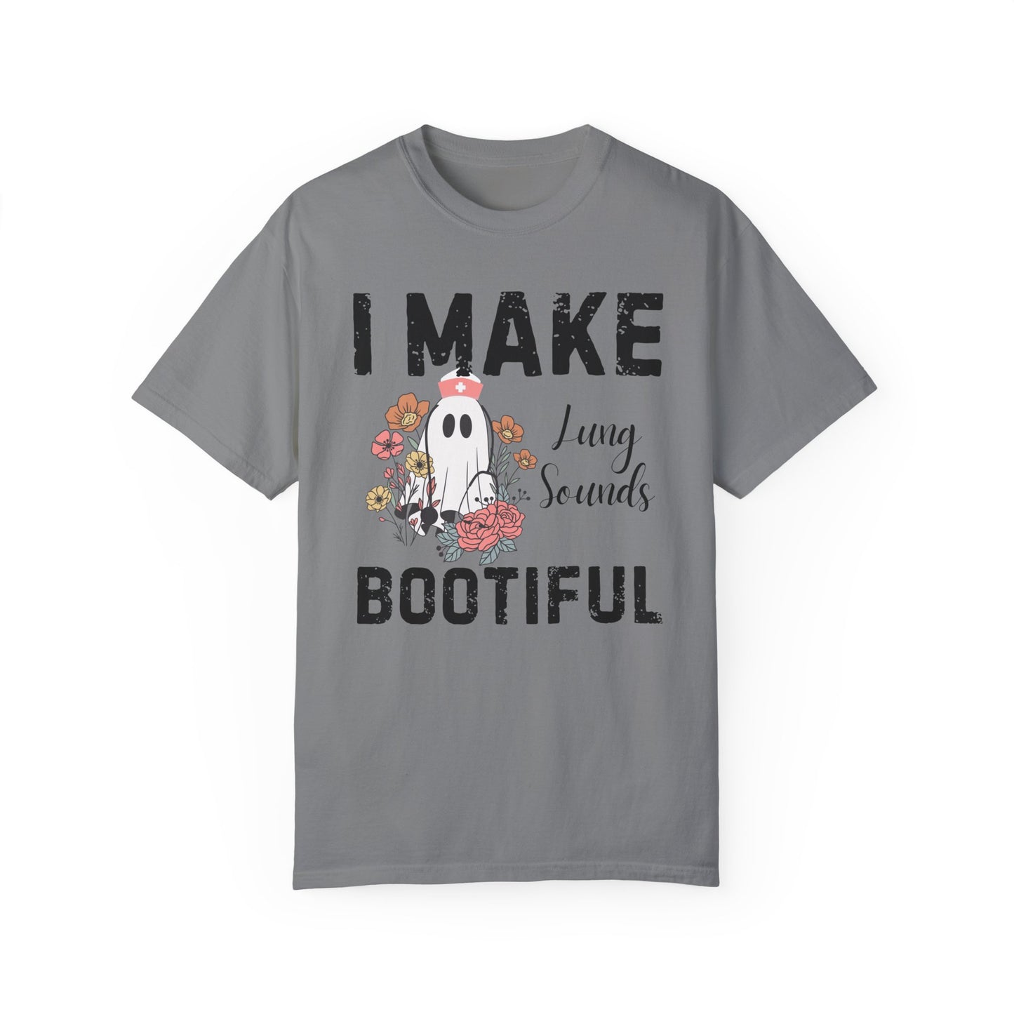 I make lung sounds bootiful, nurse shirt, comfort colors, funny Halloween Shirt, ghost floral nurse shirt, RN, emergency nurse,respiratory therapist shirtj