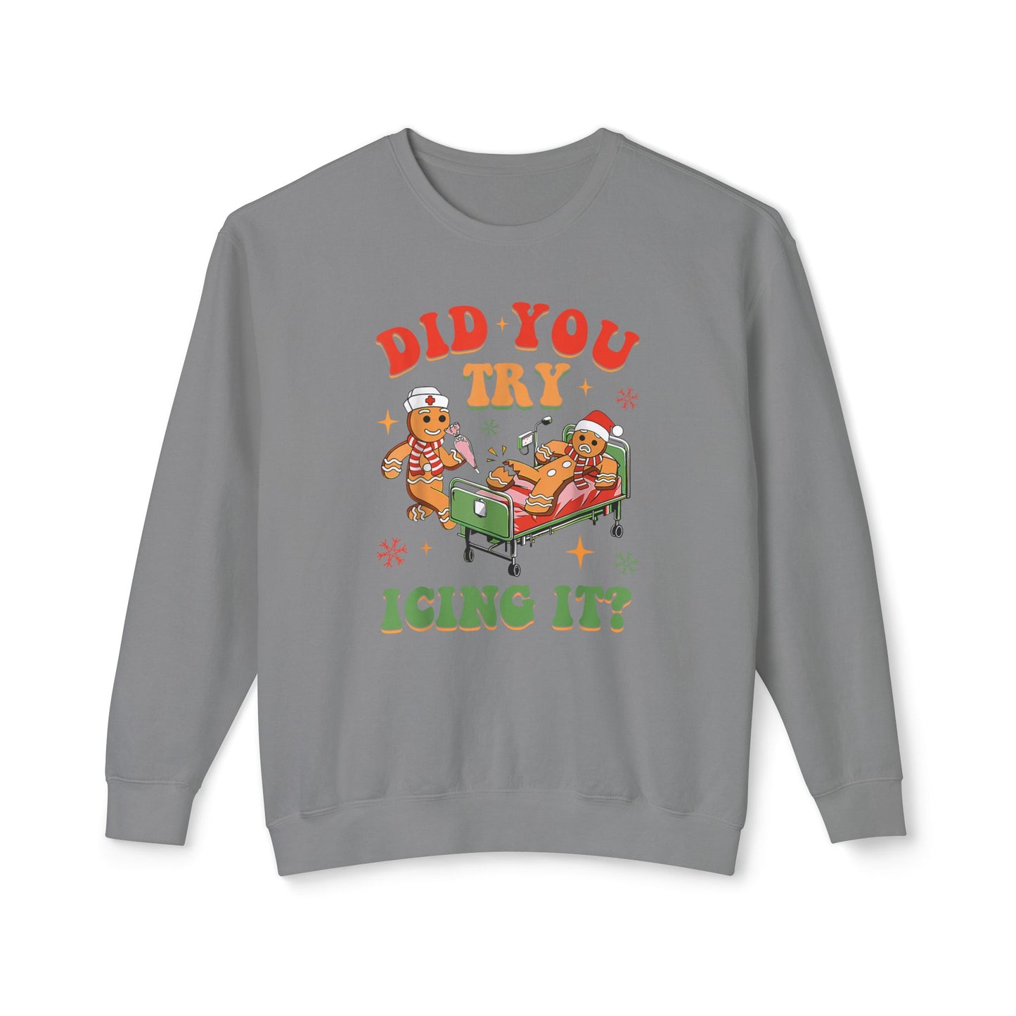 Did you try Icing It ? Comfort colors nurse funny Christmas sweater!