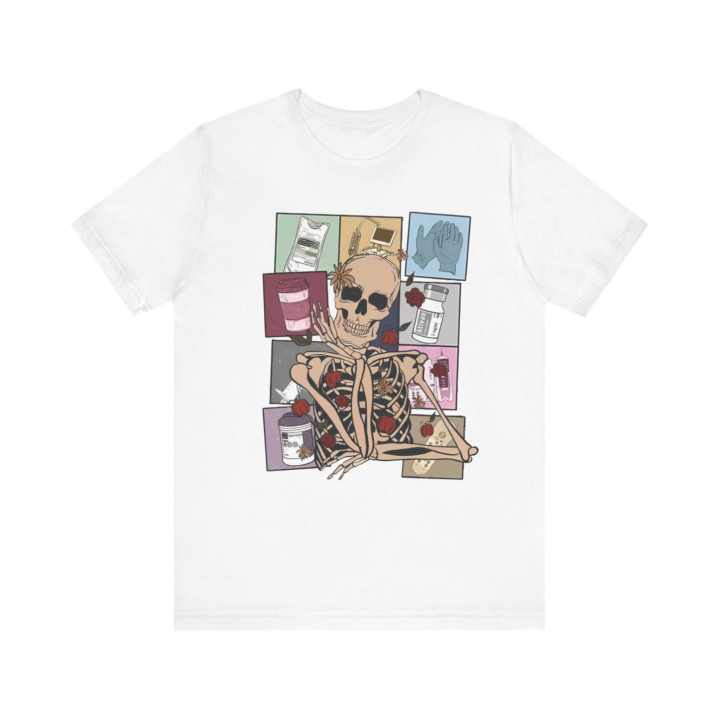 Funny skeleton nurse tshirt, Halloween sweatshirt, spooky season, ER RN, NICU nurse,  Halloween Nurse,, floral Halloween ghost,