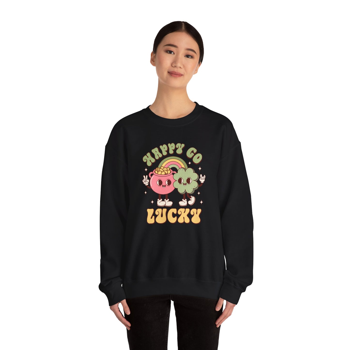 Happy Go Lucky St. Patricks Day sweatshirt, St. Pattys Nurse sweatshirt, ED RN, NICU, Teacher, Nurse Sweatshirt, Retro St. Pattys