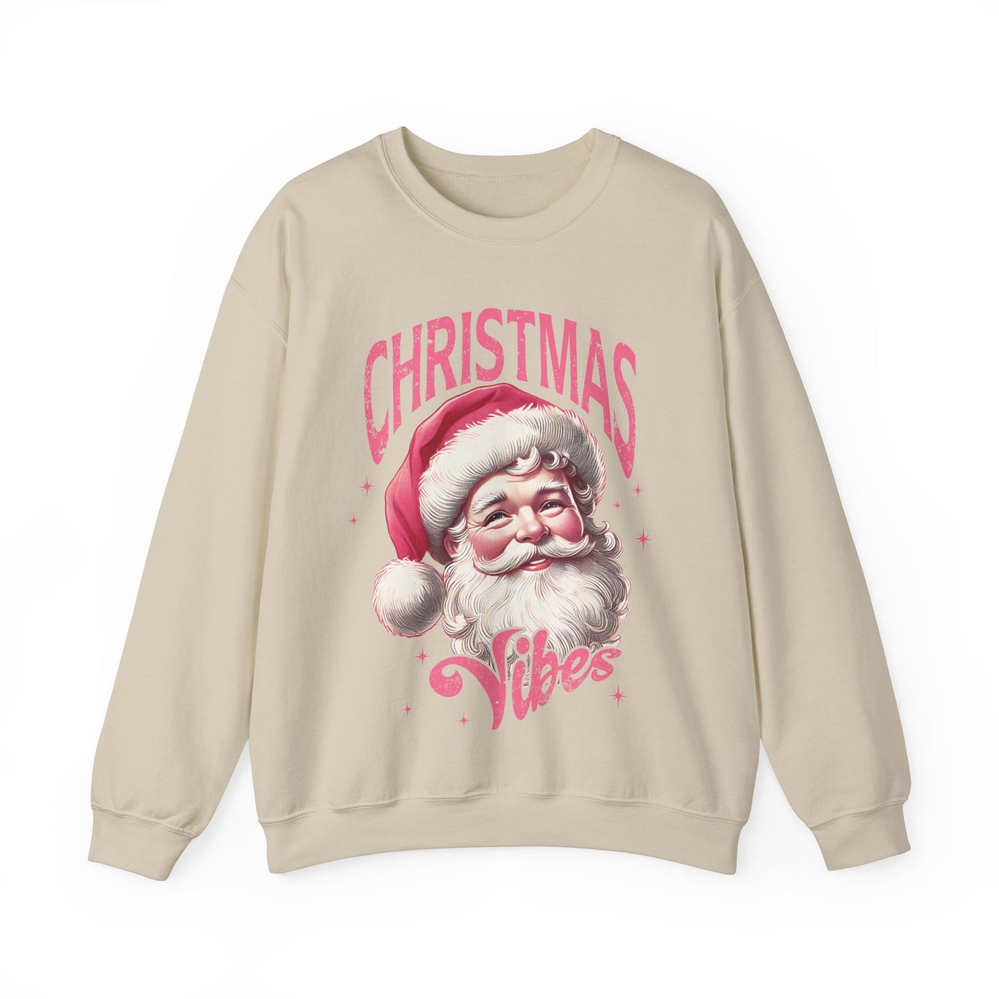 Pink Santa Christmas Vibes Sweatshirt, comfy cozy gildan sweatshirt