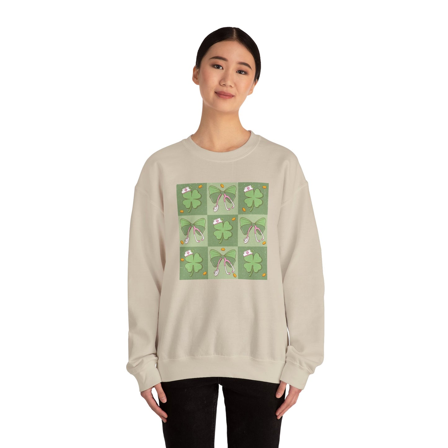 Cute Plaid Nurse St. Patricks Day Sweatshirt,  RN sweatershirt, ER Nurse, NICU Nurse, PICU nurse, clover, lucky nurse sweatshirt.