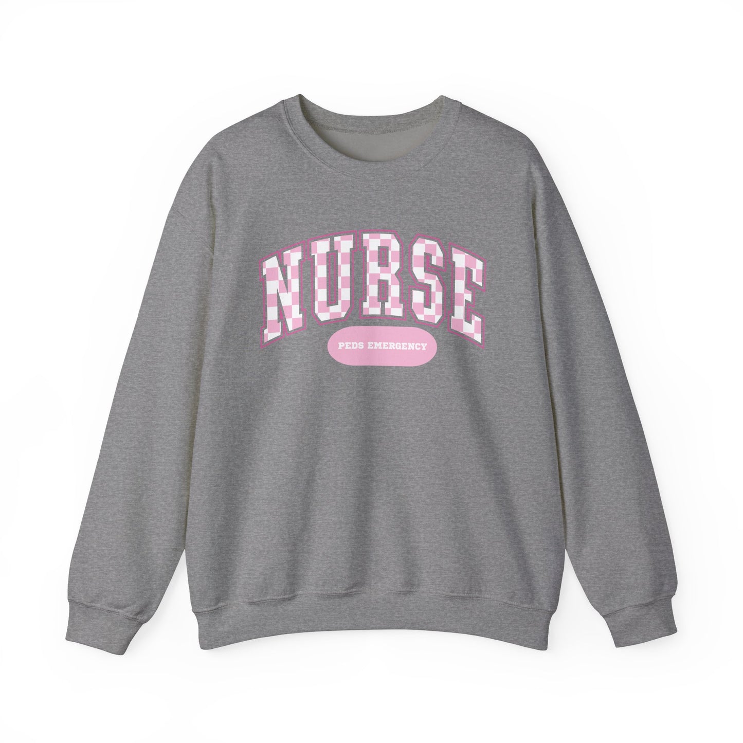Retro Checkered Peds Emergency Varsity Letter Nurse Sweatshirt