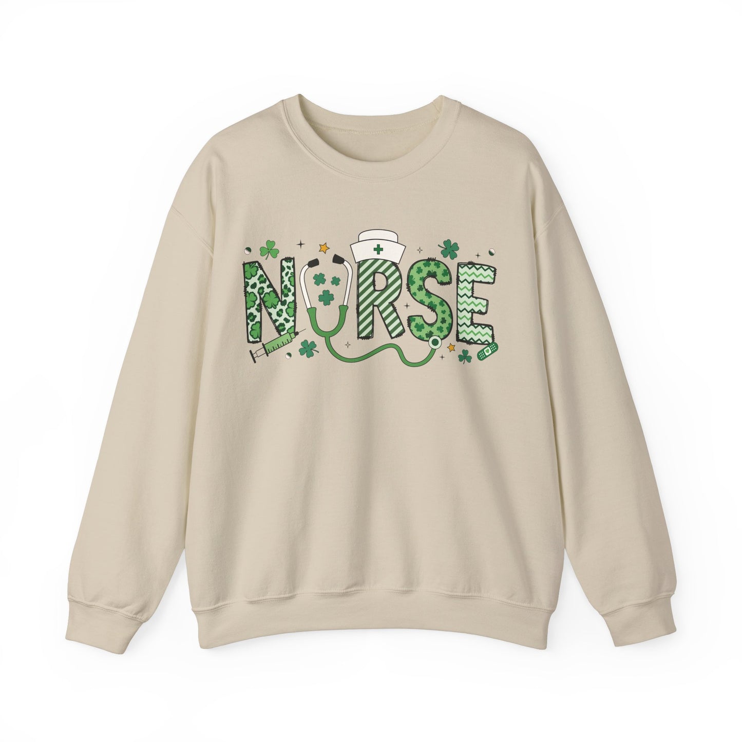 Festive Nurse St. Patricks Day Sweatshirt,  RN sweatershirt, ER Nurse, NICU Nurse, PICU nurse, clover, lucky nurse sweatshirt.