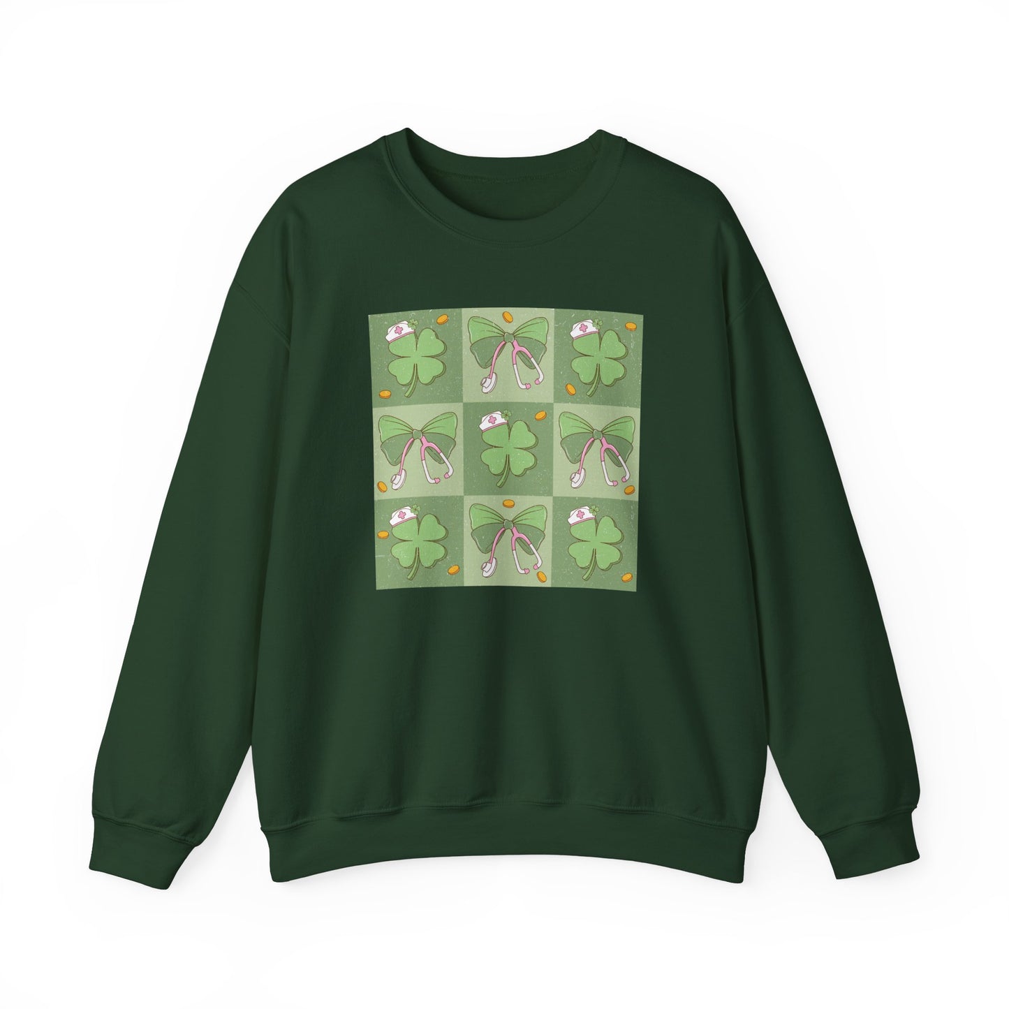 Cute Plaid Nurse St. Patricks Day Sweatshirt,  RN sweatershirt, ER Nurse, NICU Nurse, PICU nurse, clover, lucky nurse sweatshirt.