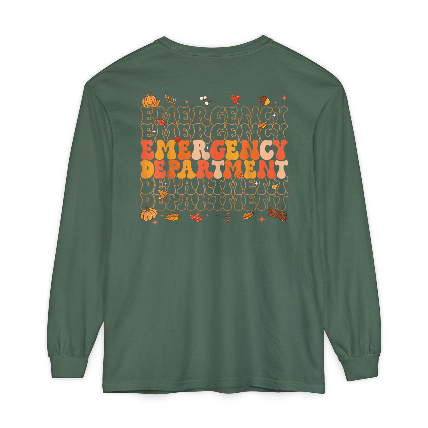 Turkey front ED sign, thanksgiving theme ED Nurse longsleeve , pediatric nurse shirt, comfort colors turkey nurse shirt, Peds nurse,fall nurse shirt