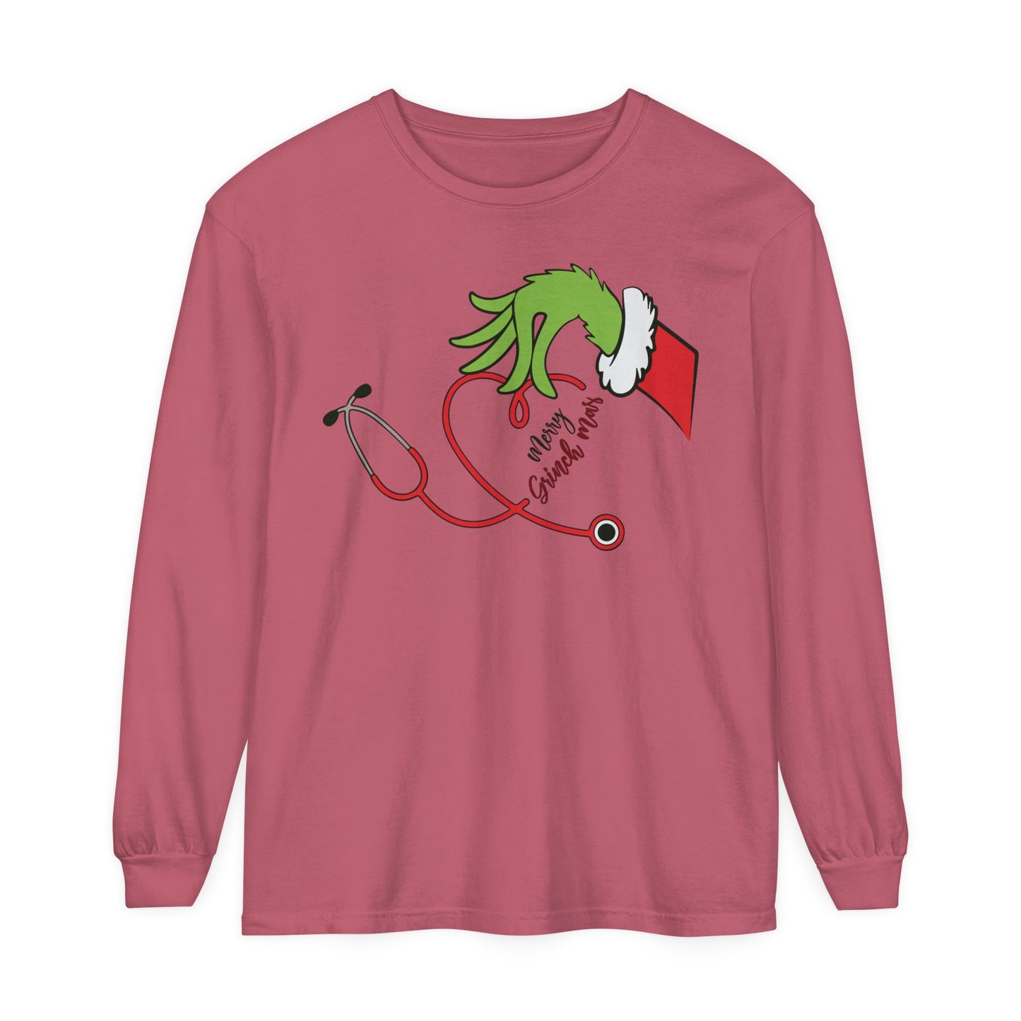 Merry Grinchmas, Santa Christmas sweater, comfort colors long sleeve, gift for any nurse this Holiday Season