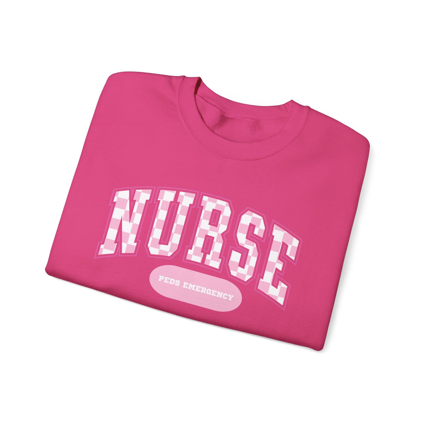 Retro Checkered Peds Emergency Varsity Letter Nurse Sweatshirt