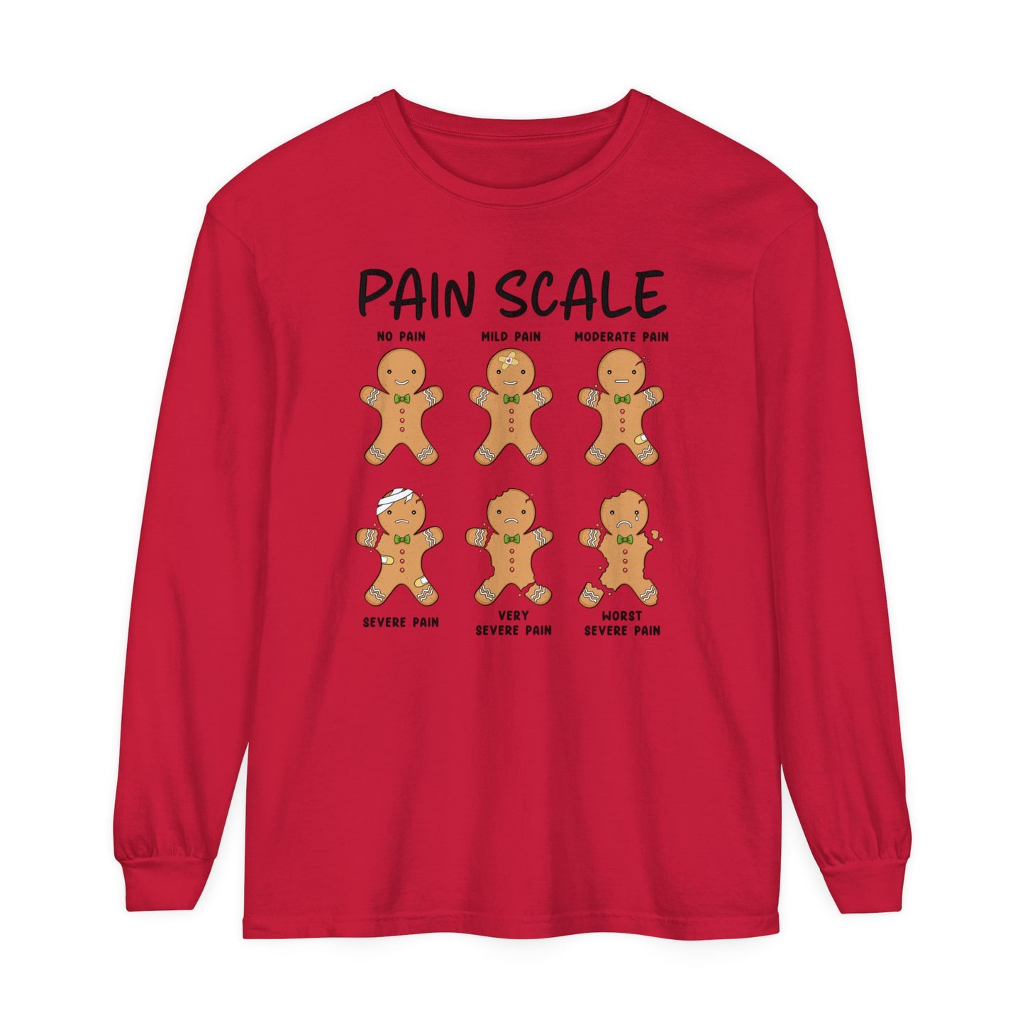 Christmas Nurse  Shirt, Gingerbread Nurse Shirt, Pain Scale, funny nurse Christmas Long Sleeve, Nurse Christmas, Christmas comfort colors,