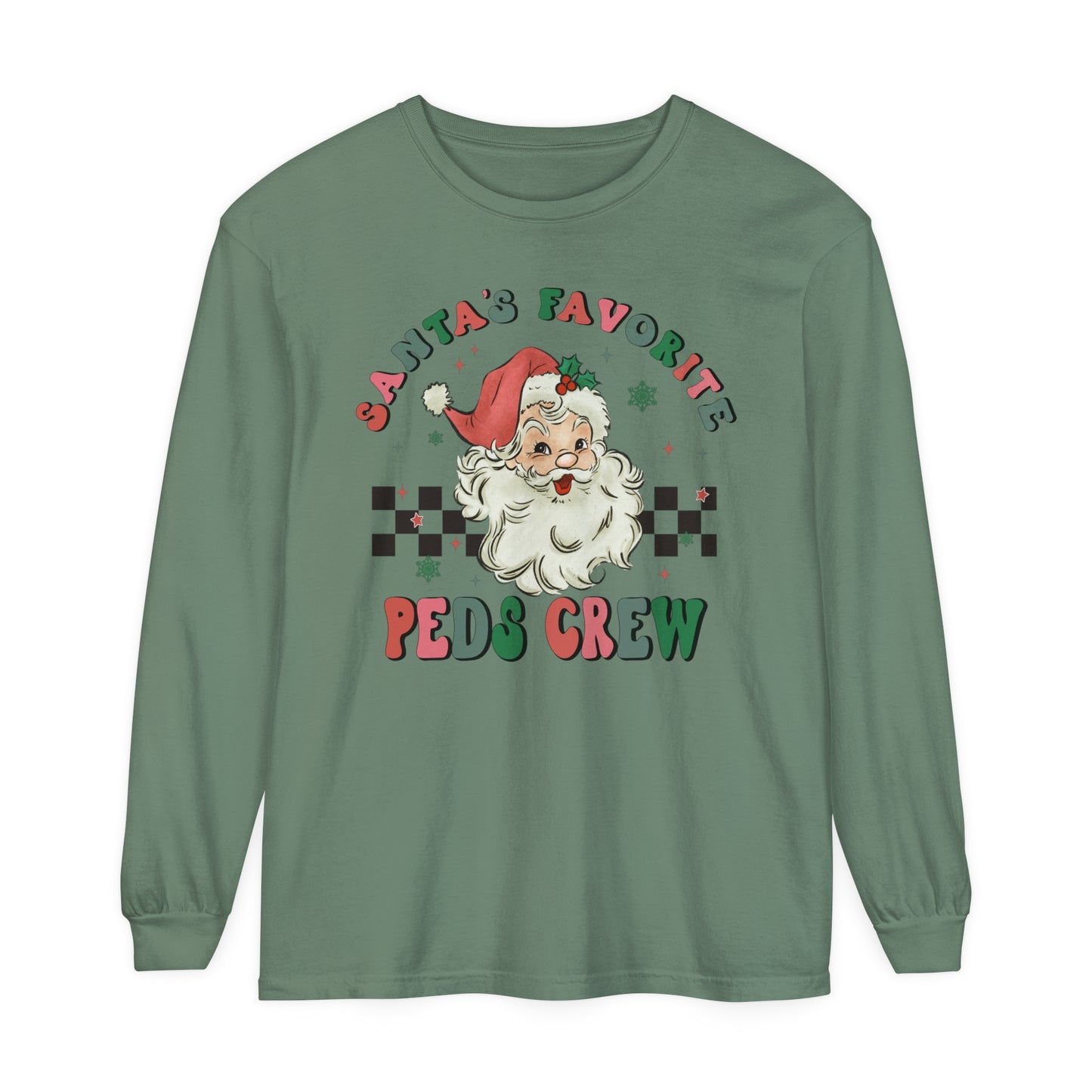 Pediatric Nurse Christmas Long Sleeve Shirt, Santa shirt, Nurse Christmas, Christmas comfort colors, Pediatric Department shirt