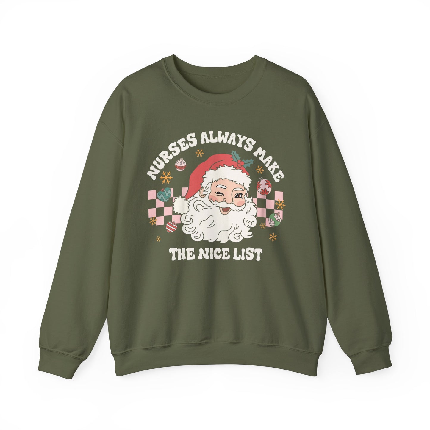 Funny Christmas Nurse Sweatshirt,  Pediatric Nurse sweatshirt,  Santas Nice List, ED Nurse, PICU nurse, NICU Nurse, Santa Sweatshirt