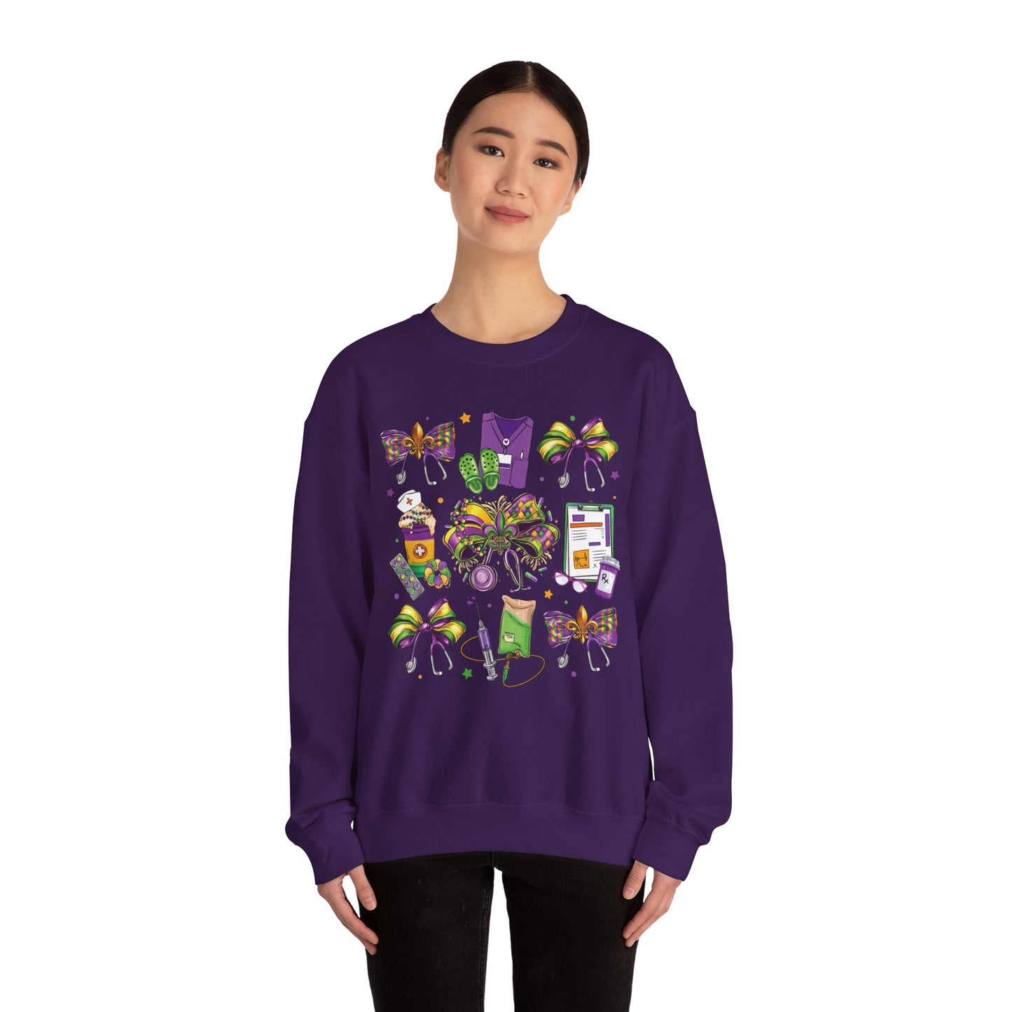 Mardi Gras Nurse Gildan Sweatshirt