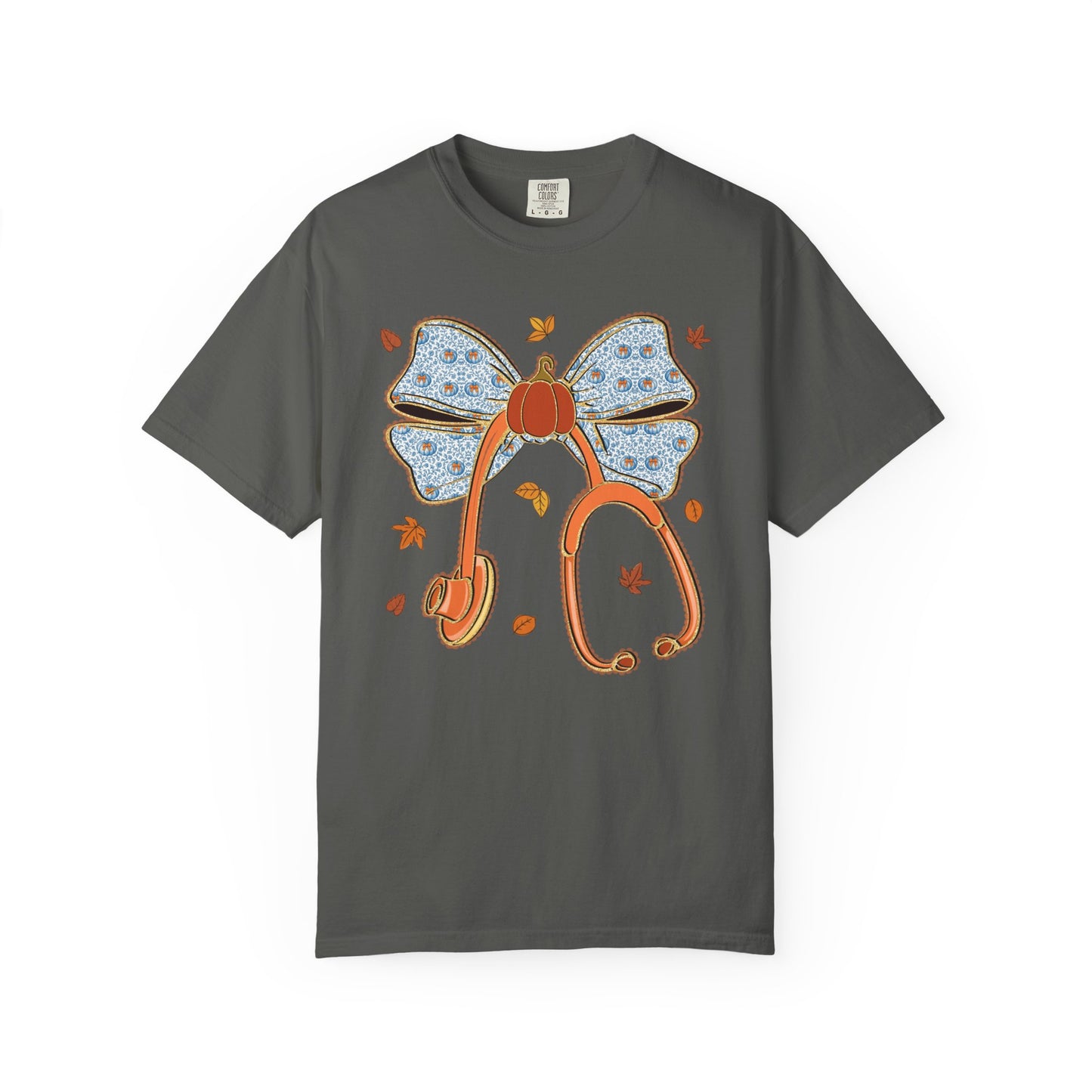 Stethoscope Bow PedsNurse Stethoscope heart, fall shirt, gift for nurse,cute holiday shirt, comfort colors, thanksgiving shirt