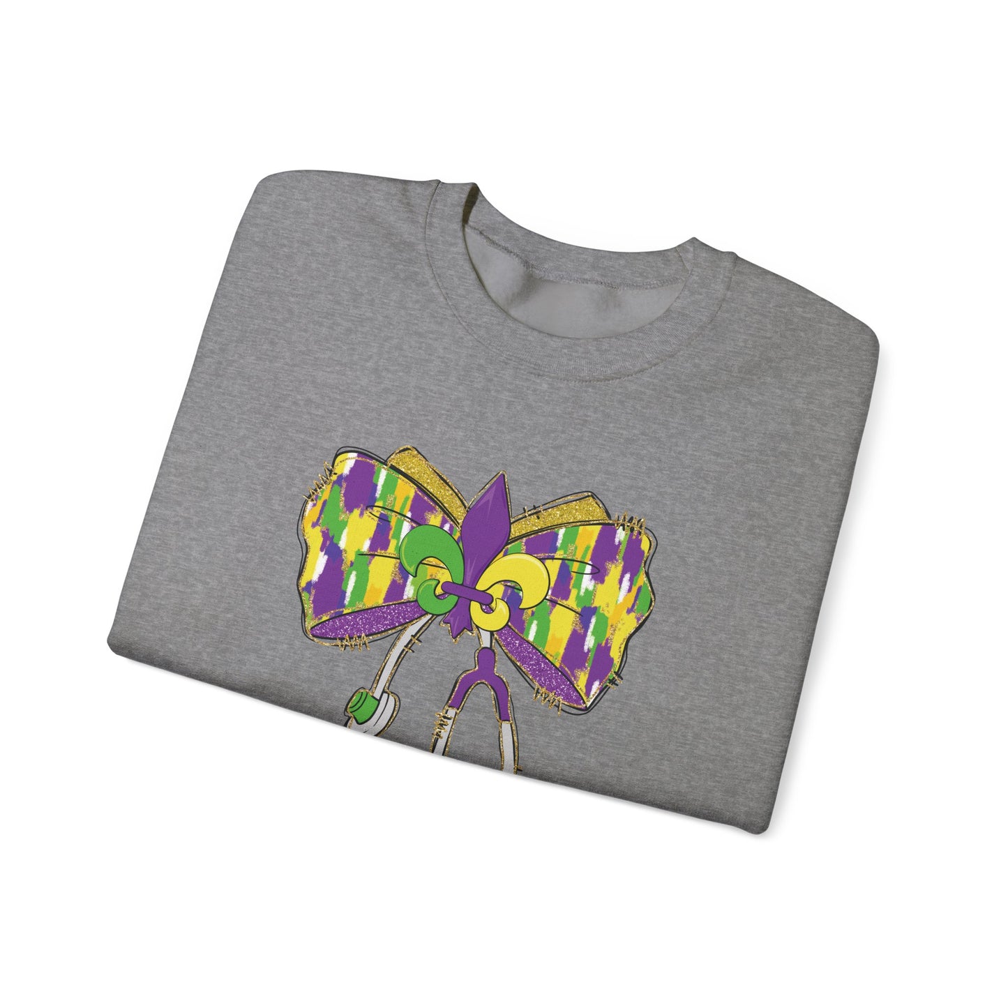 Mardi Gras  colorful bow Nurse Gildan Sweatshirt