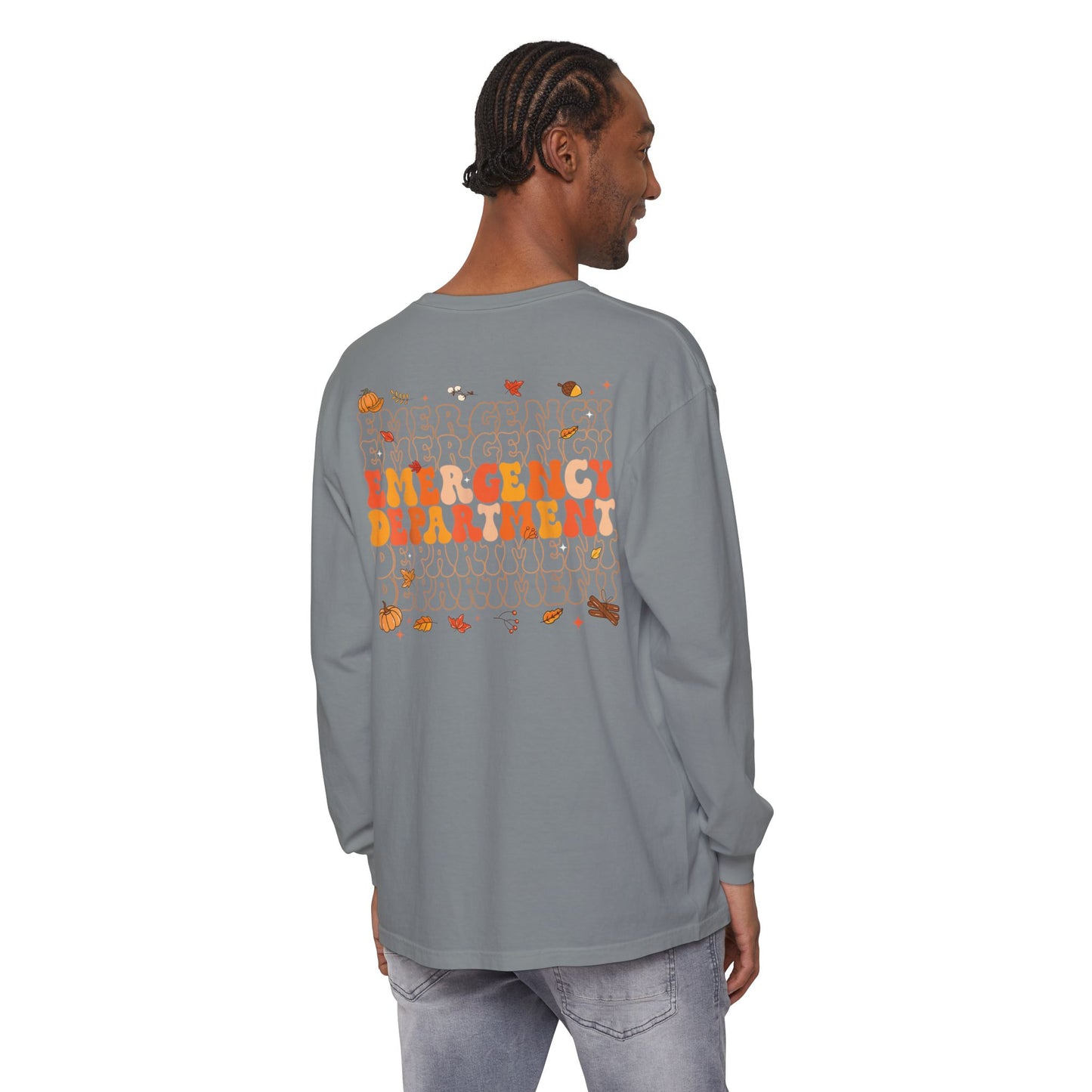 Turkey front ED sign, thanksgiving theme ED Nurse longsleeve , pediatric nurse shirt, comfort colors turkey nurse shirt, Peds nurse,fall nurse shirt