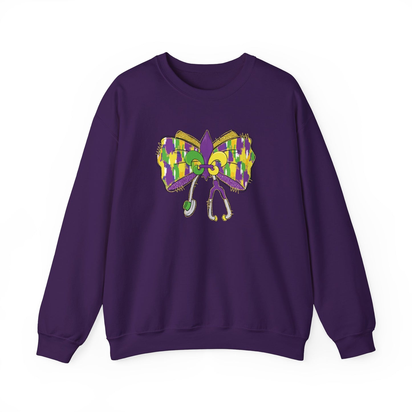 Mardi Gras  colorful bow Nurse Gildan Sweatshirt