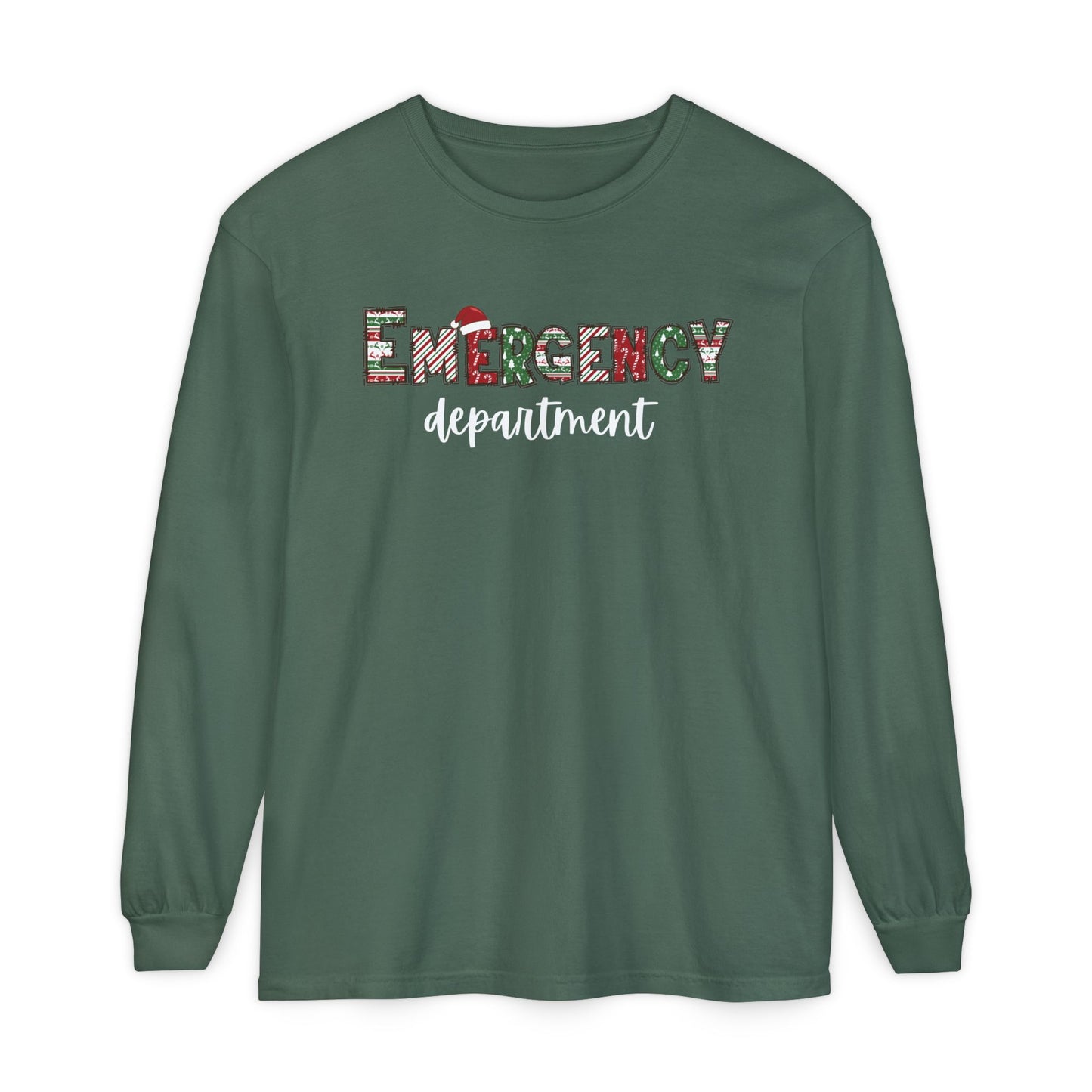 Comfort colors Christmas emergency department long sleeve, get festive with your coworkers !